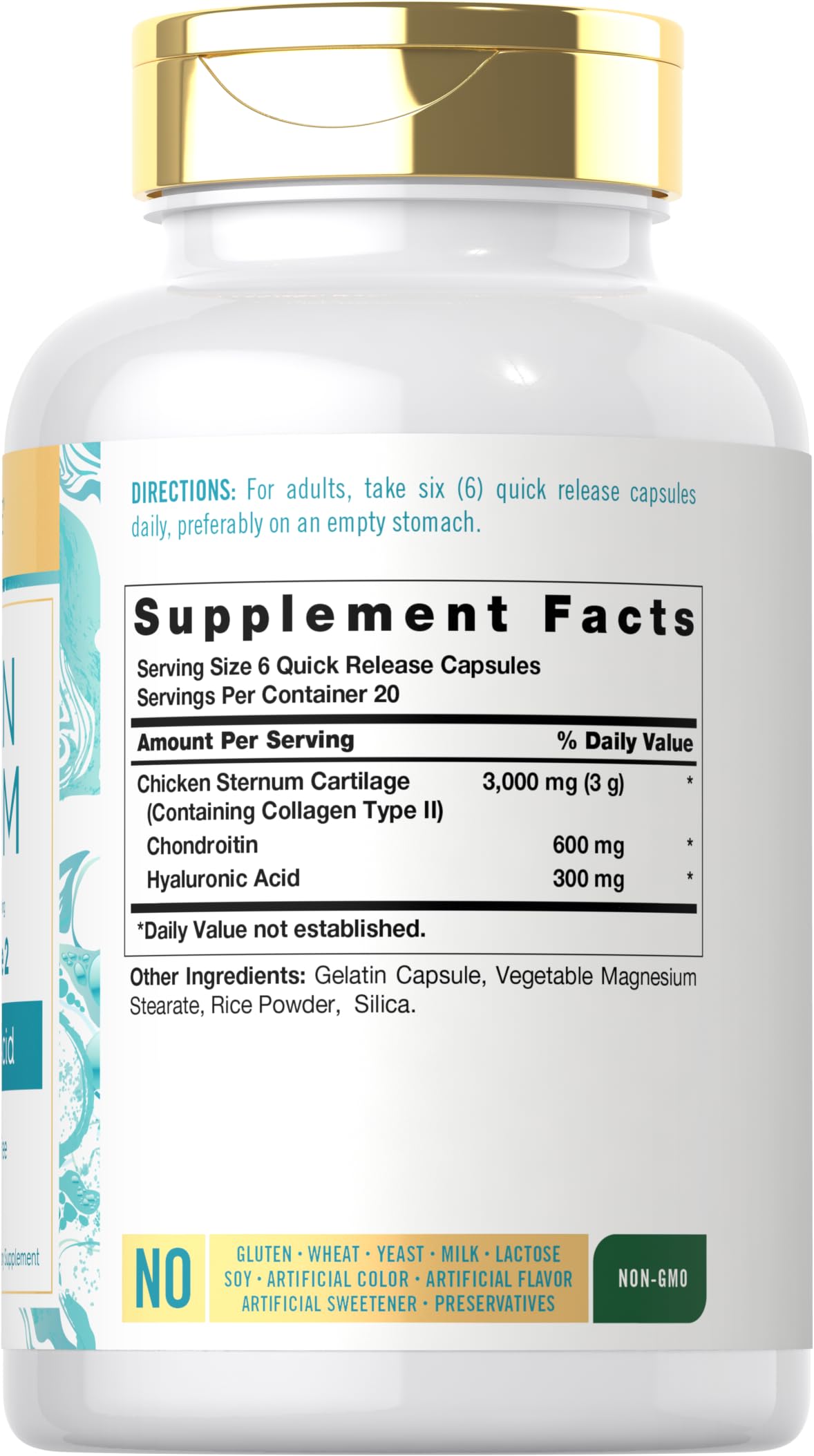 Carlyle Collagen Type 2 Capsules side view showing capsule size
