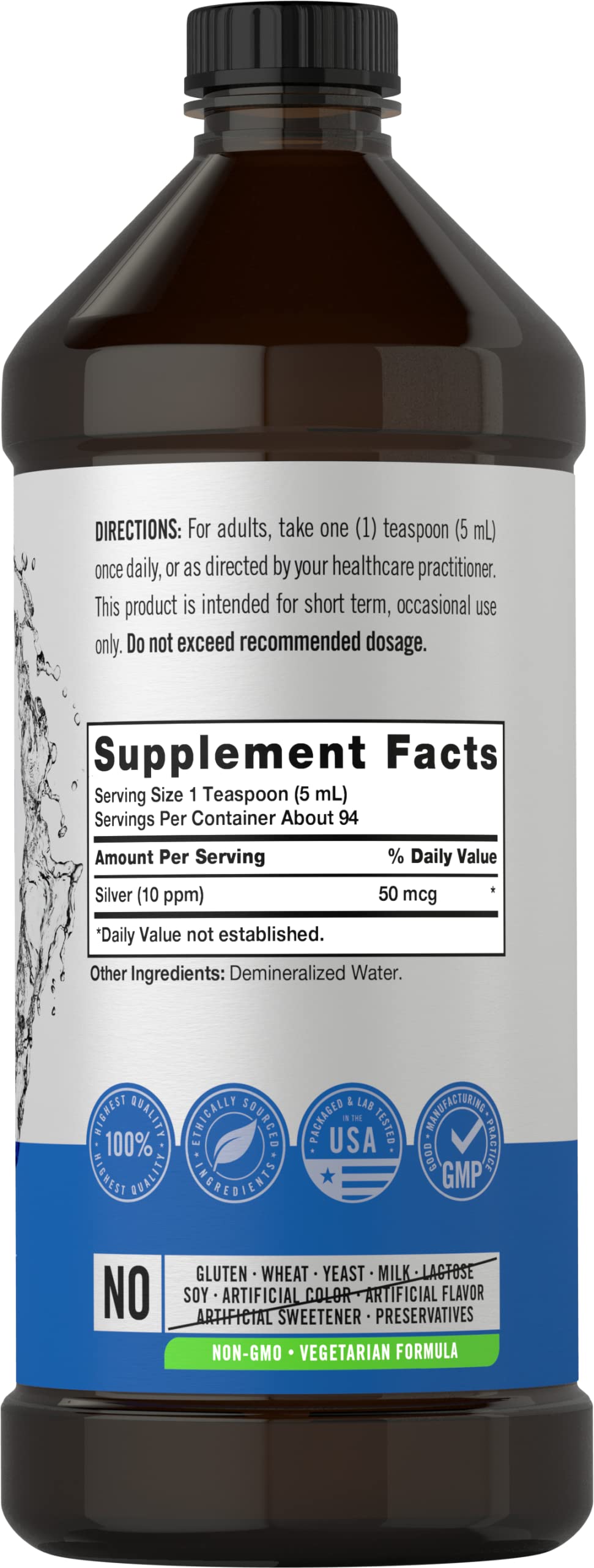 Carlyle Colloidal Silver 10 PPM Liquid Supplement side view