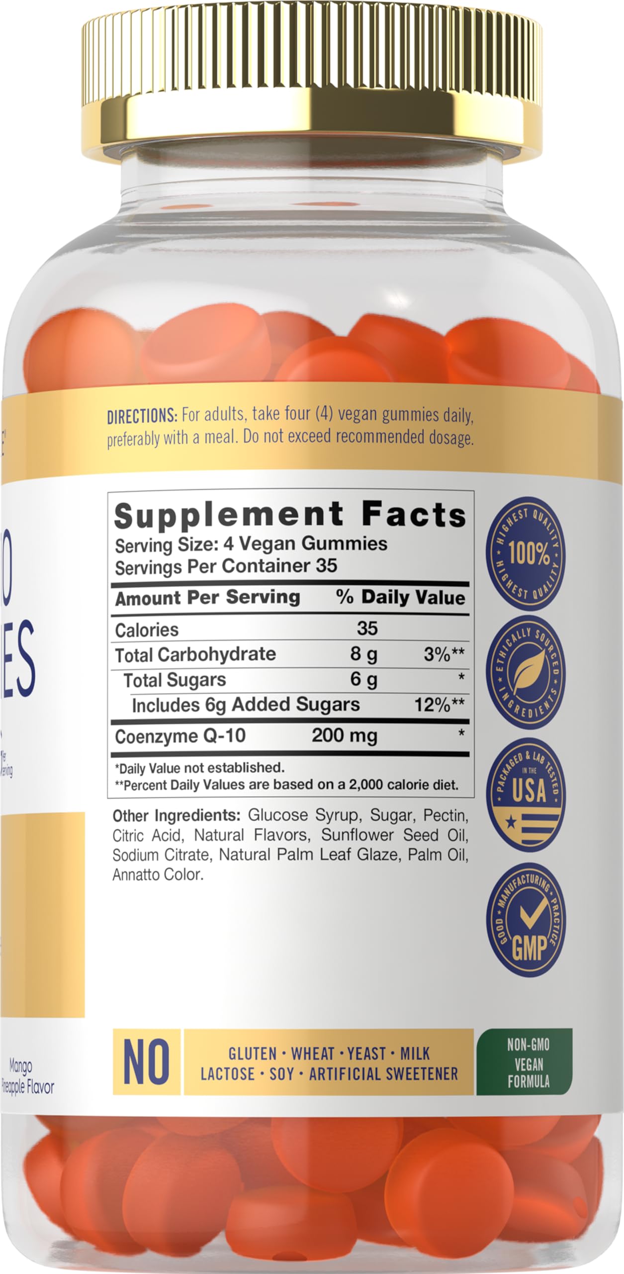 Carlyle CoQ-10 Gummies 200mg mango pineapple flavour close-up