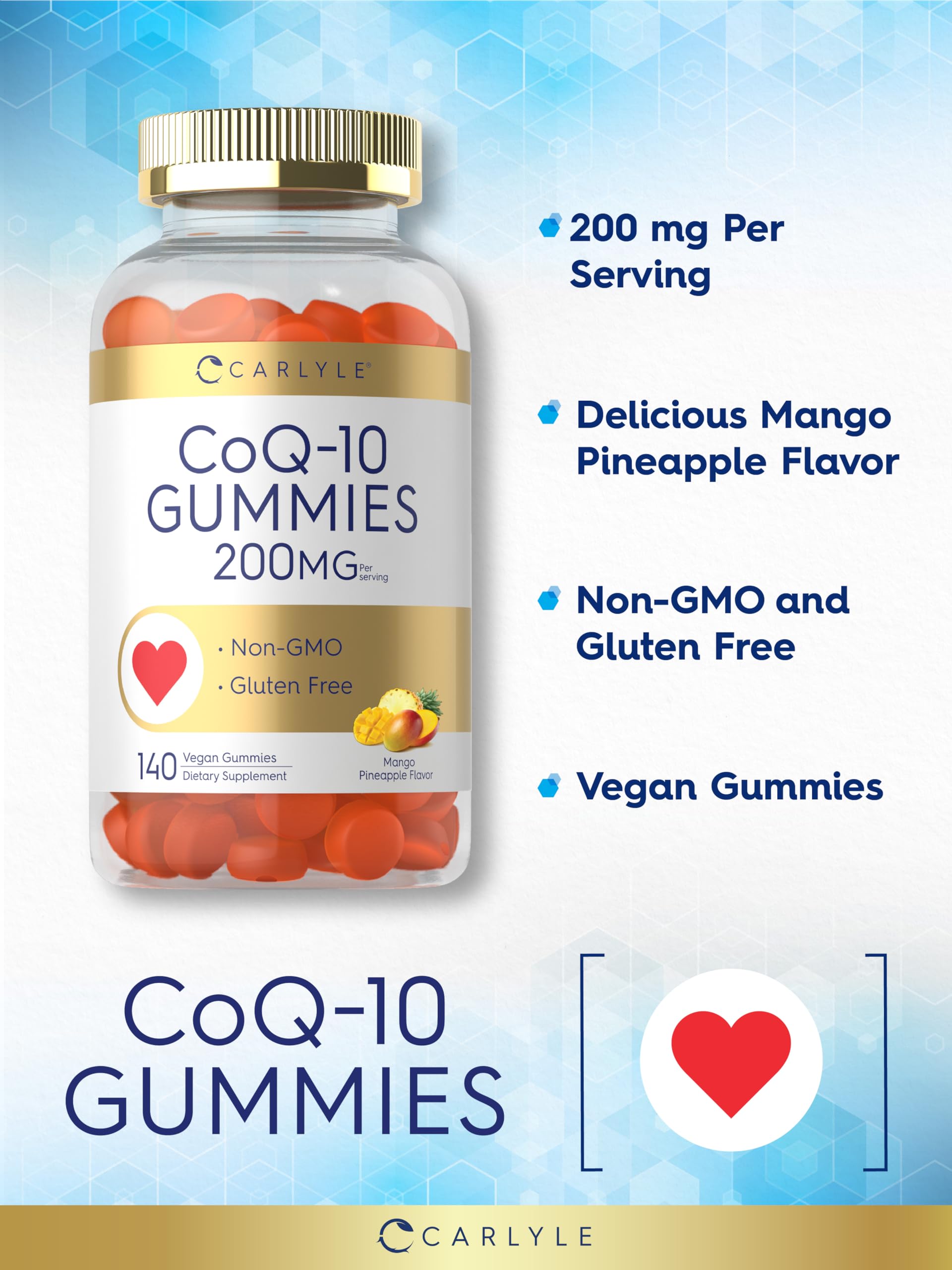 Carlyle CoQ-10 Gummies 200mg side view packaging