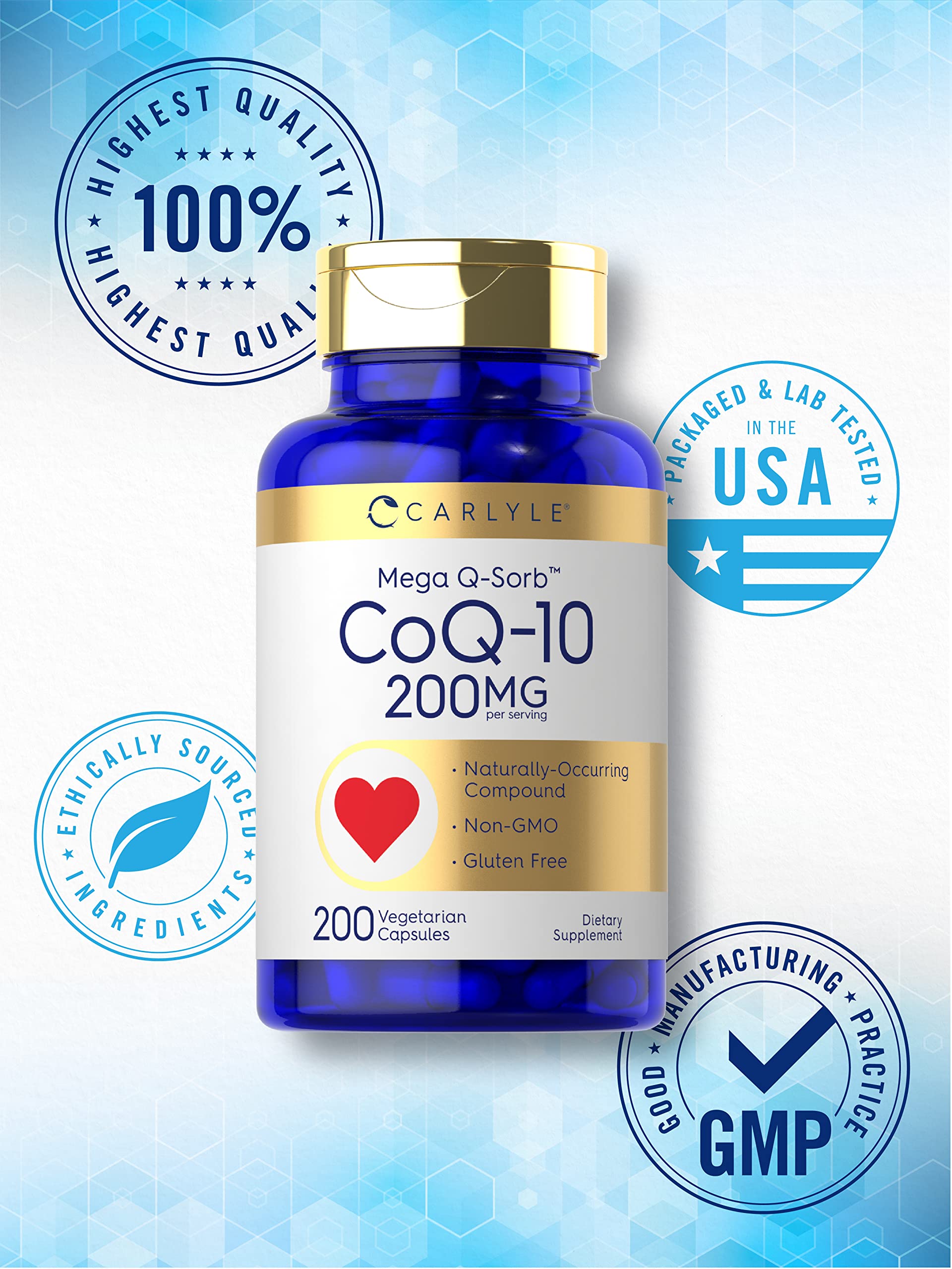 Carlyle CoQ10 Mega Q-Sorb 200mg capsules close-up
