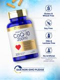 Carlyle CoQ10 Mega Q-Sorb 200mg capsules on a wooden table