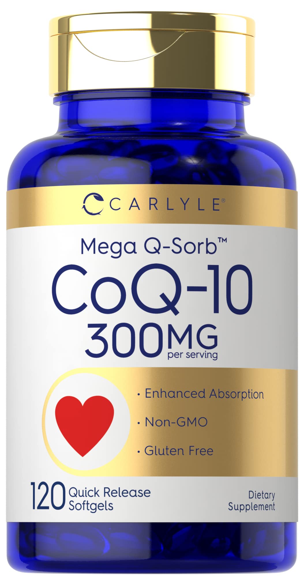 Carlyle CoQ10 Mega Q-Sorb 300mg softgels front view