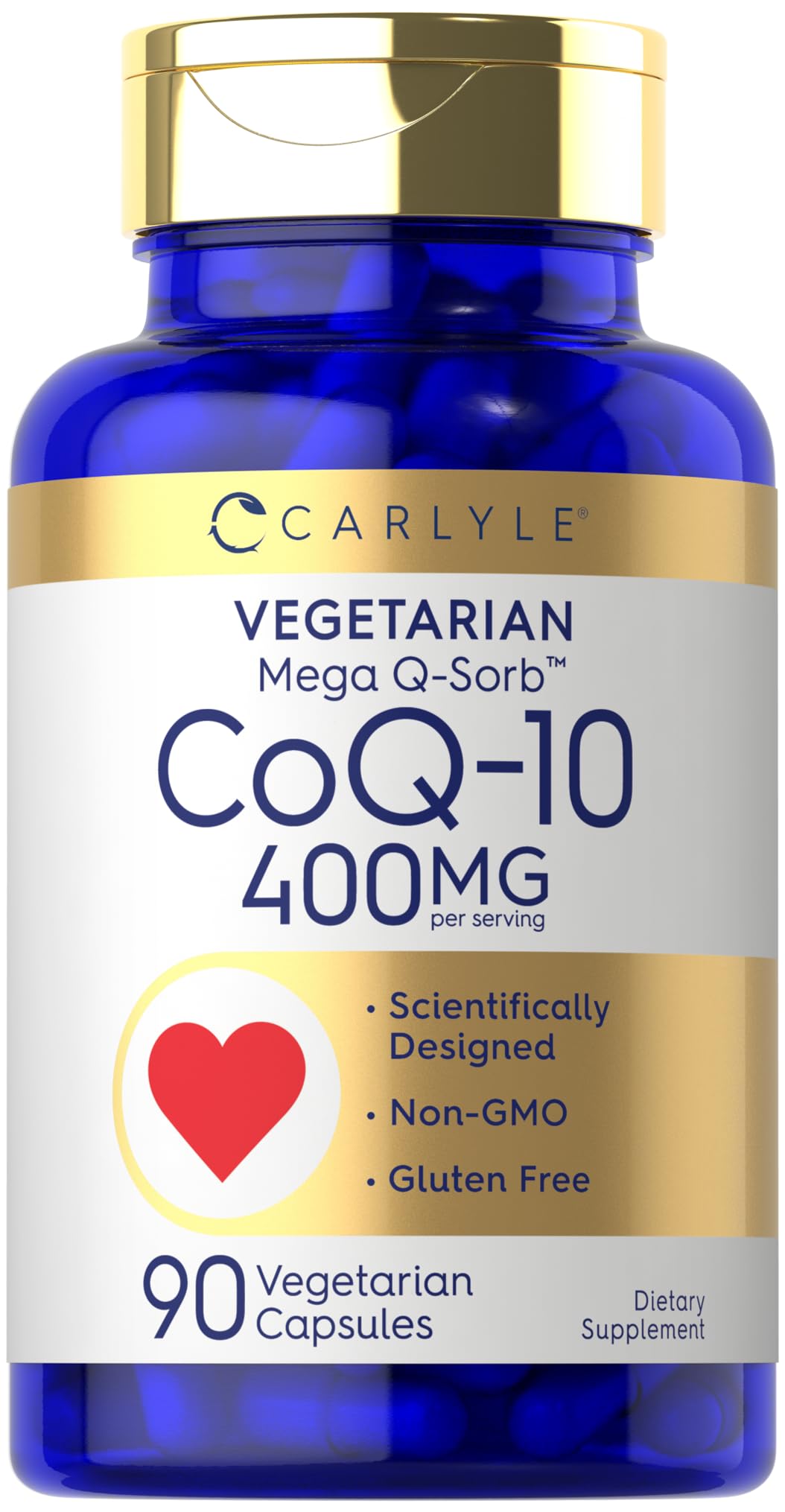 Carlyle CoQ10 Mega Q-Sorb 400mg vegetarian capsules front view