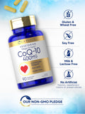 Carlyle CoQ10 Mega Q-Sorb 400mg vegetarian capsules on a table