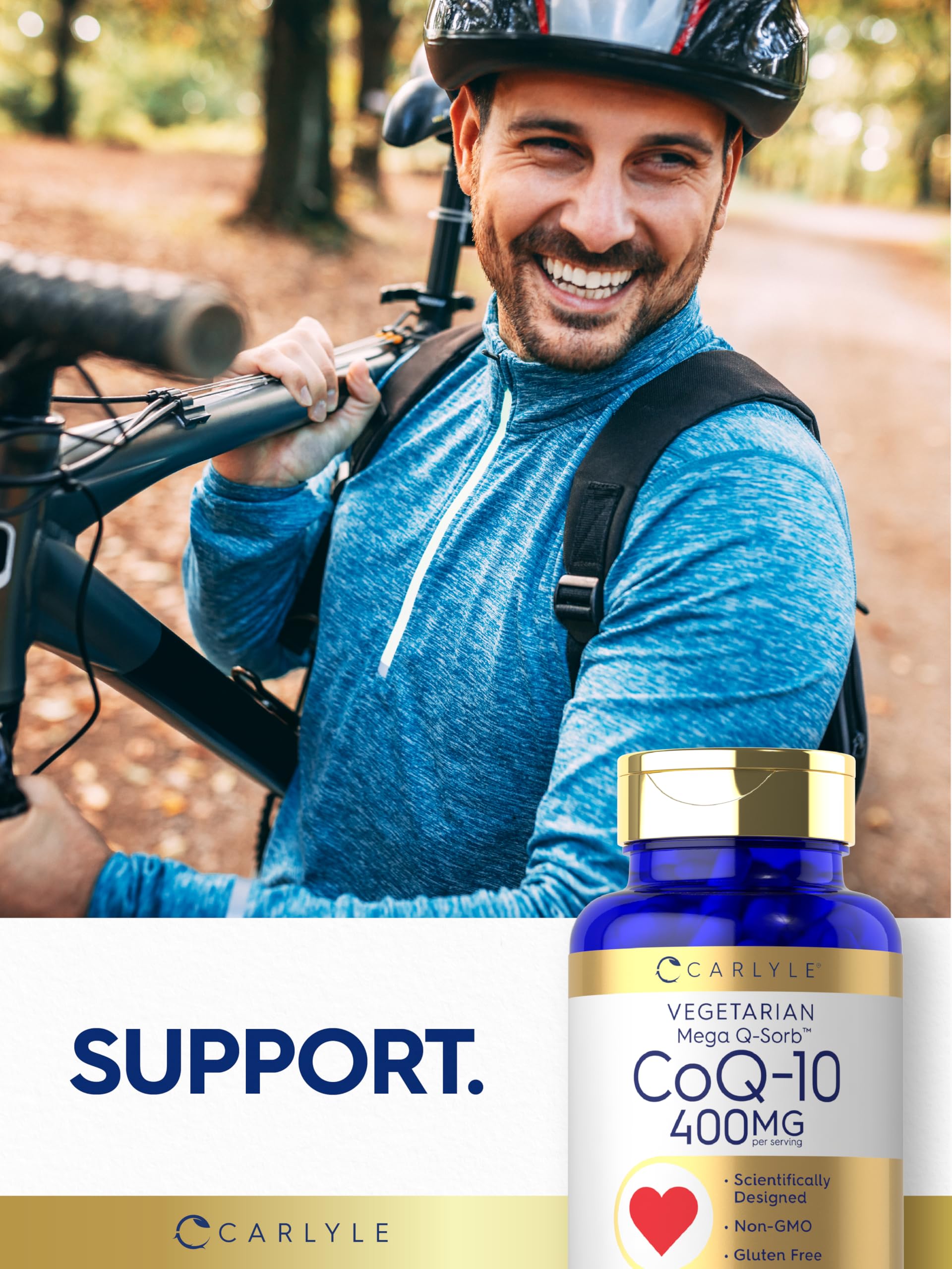 Carlyle CoQ10 Mega Q-Sorb 400mg vegetarian capsules with ingredients list