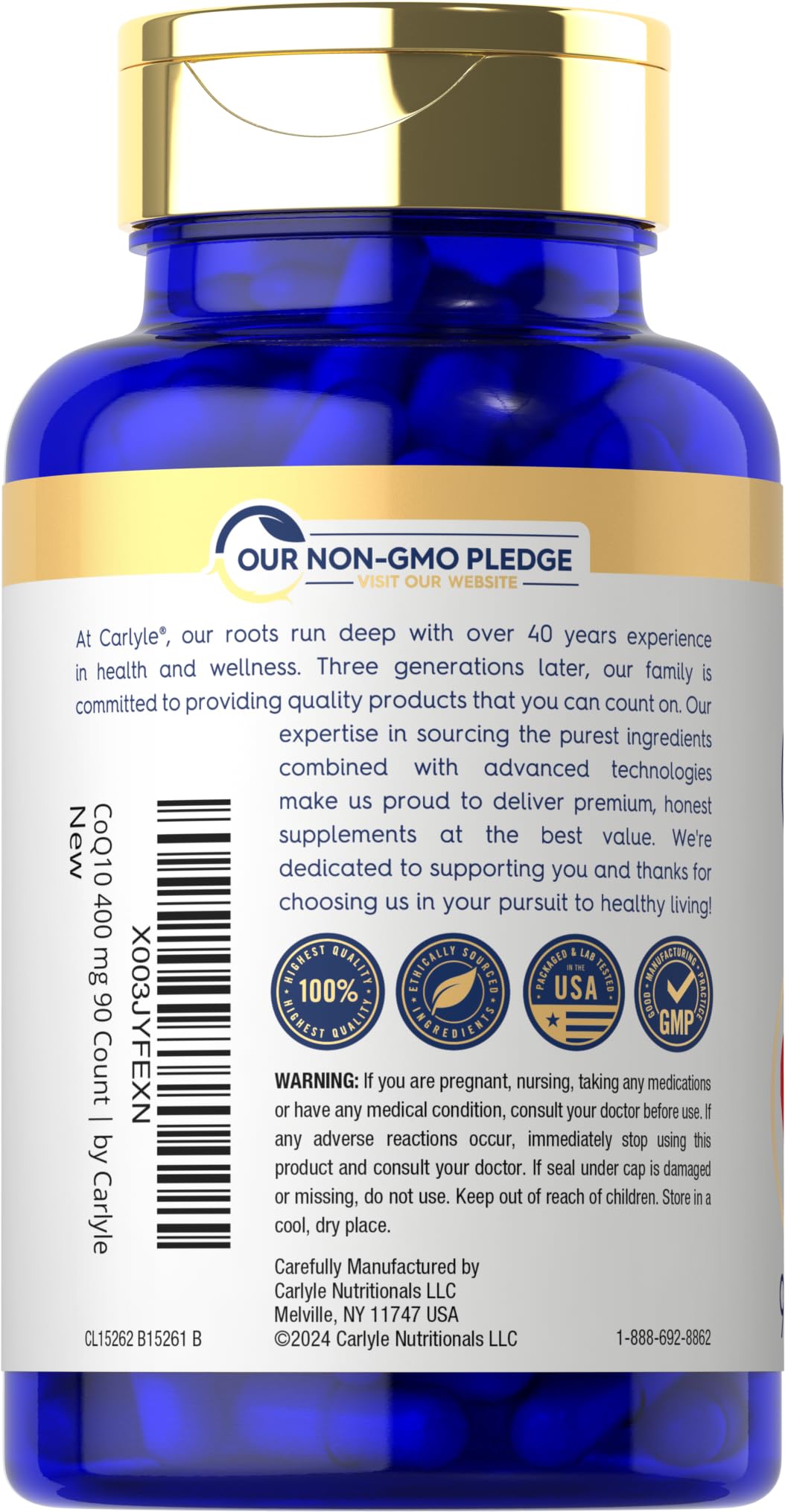 Carlyle CoQ10 Mega Q-Sorb 400mg vegetarian capsules with packaging