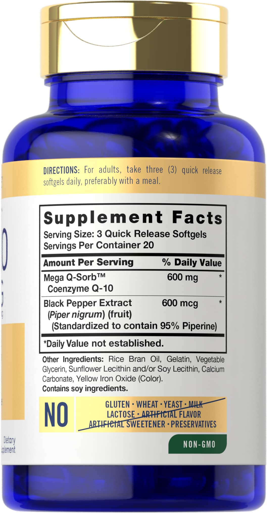 Carlyle CoQ10 Mega Q-Sorb 600mg softgels packaging