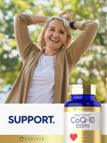 Carlyle CoQ10 Mega Q-Sorb softgels in a hand