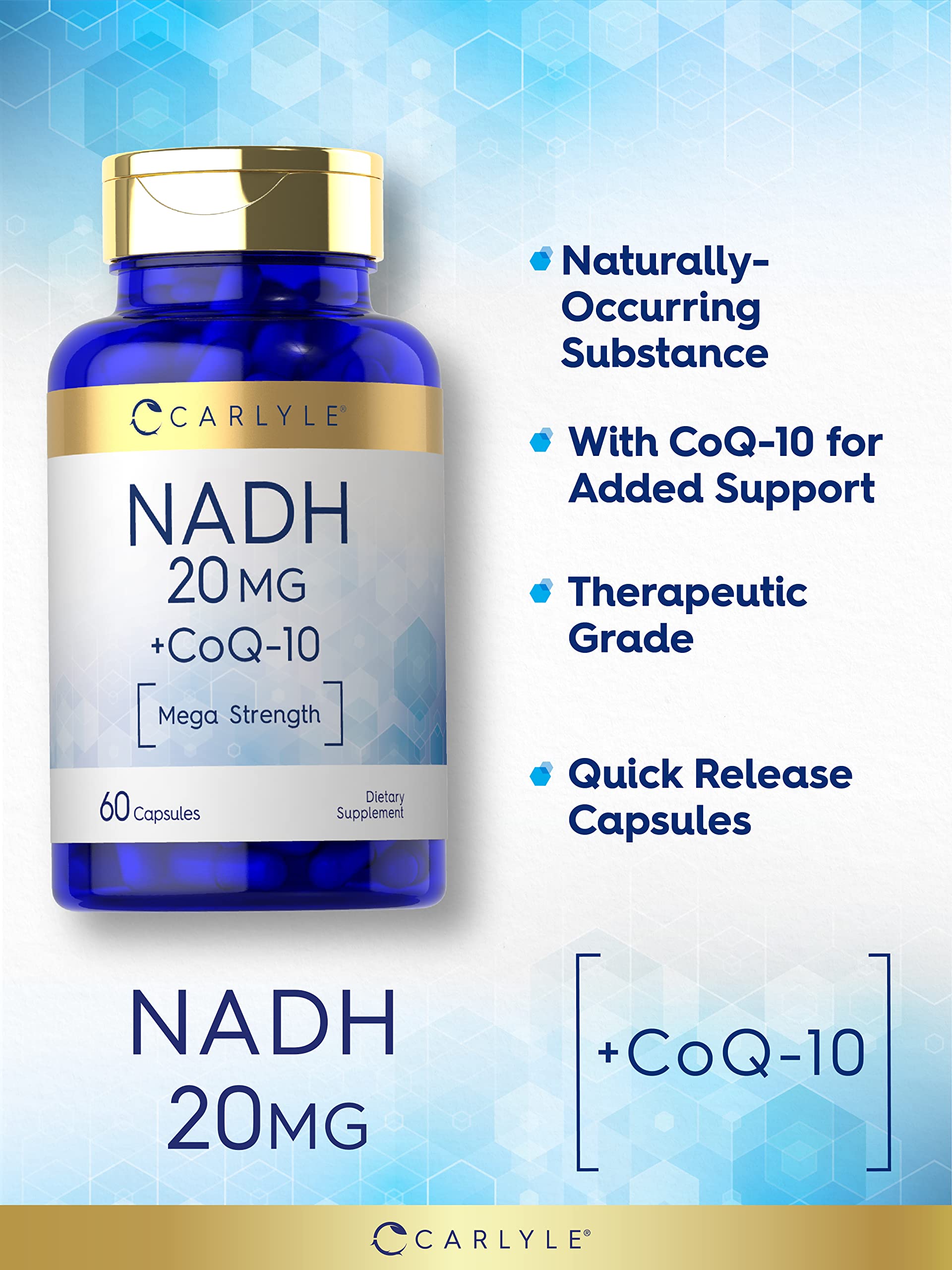 Carlyle CoQ10 with NADH 20mg capsules packaging