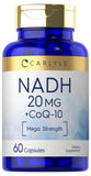 Carlyle CoQ10 with NADH 20mg quick-release capsules front view
