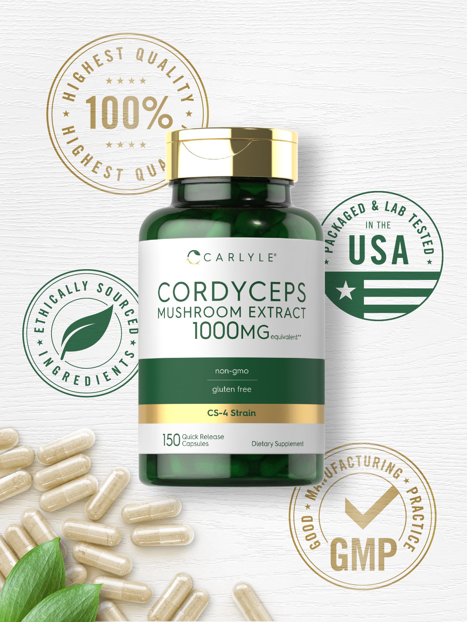Carlyle Cordyceps CS-4 Mushroom Extract in hand for scale