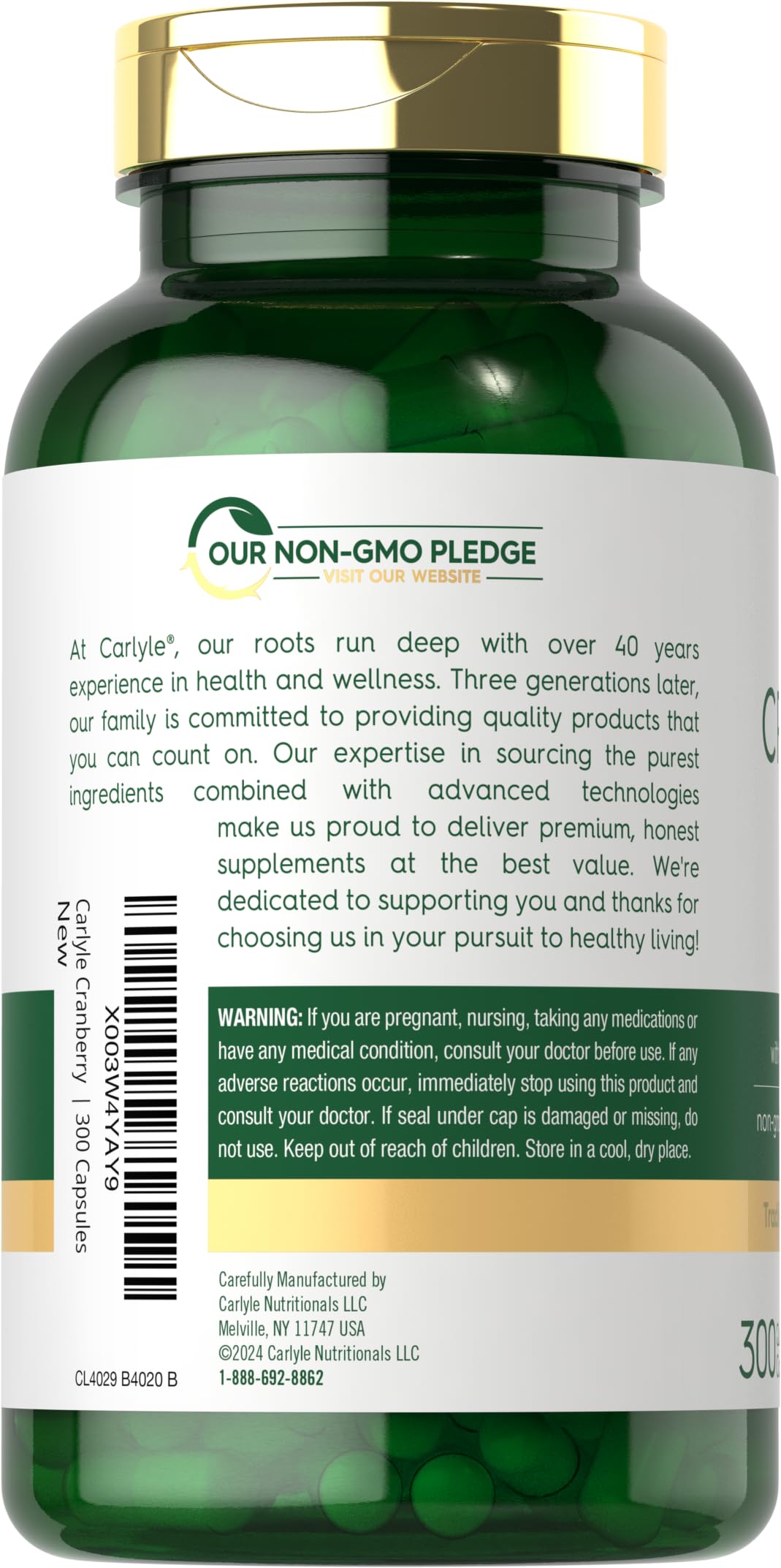 Carlyle Cranberry Fruit Extract 500mg capsules packaging