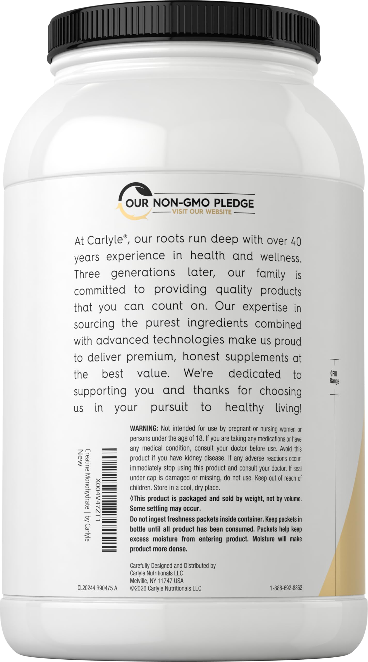 Carlyle Creatine Monohydrate 5000mg unflavoured powder scoop