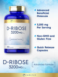 Carlyle D-Ribose 3200mg capsules bottle with label