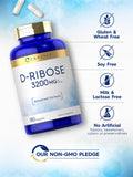 Carlyle D-Ribose 3200mg capsules on a wooden table