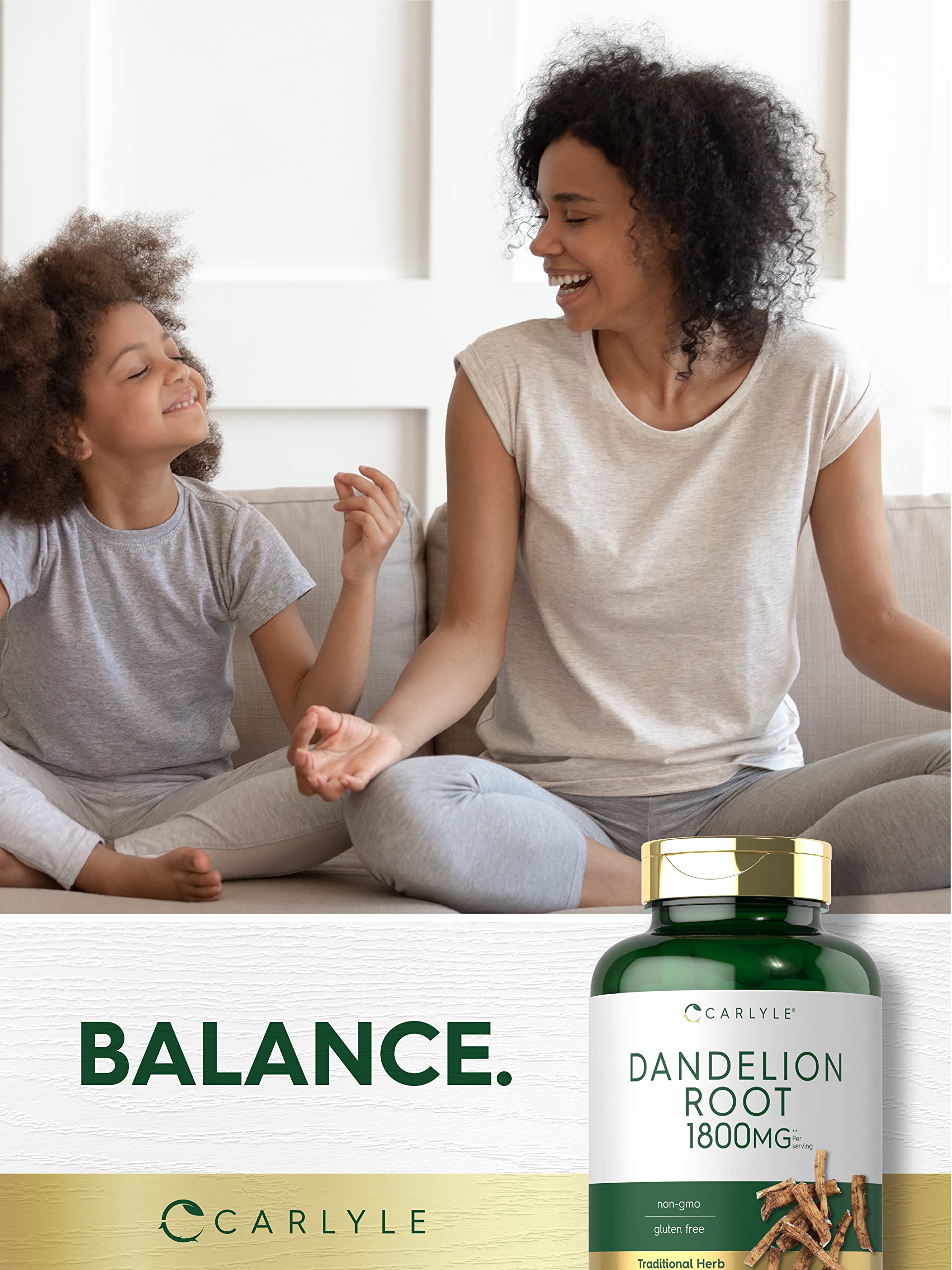 Carlyle Dandelion Root Capsules 1000mg with measuring spoon