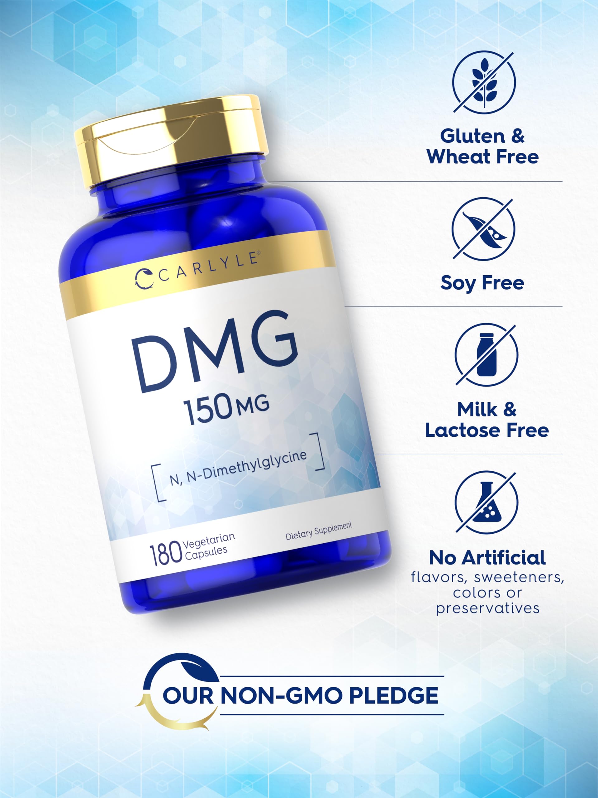 Carlyle Dimethylglycine 150mg capsules opened bottle