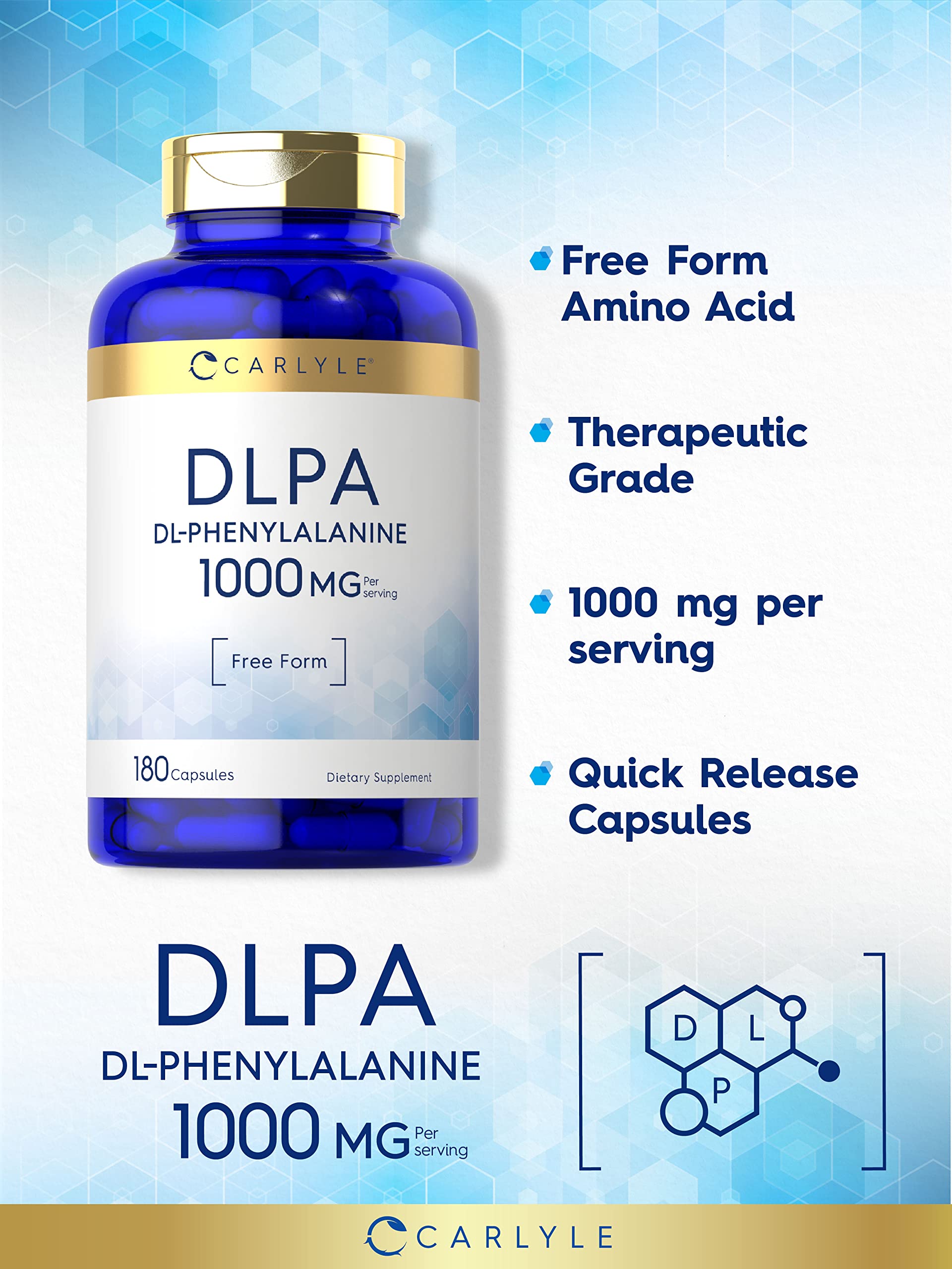 Carlyle DL-Phenylalanine 1000mg capsule bottle with label