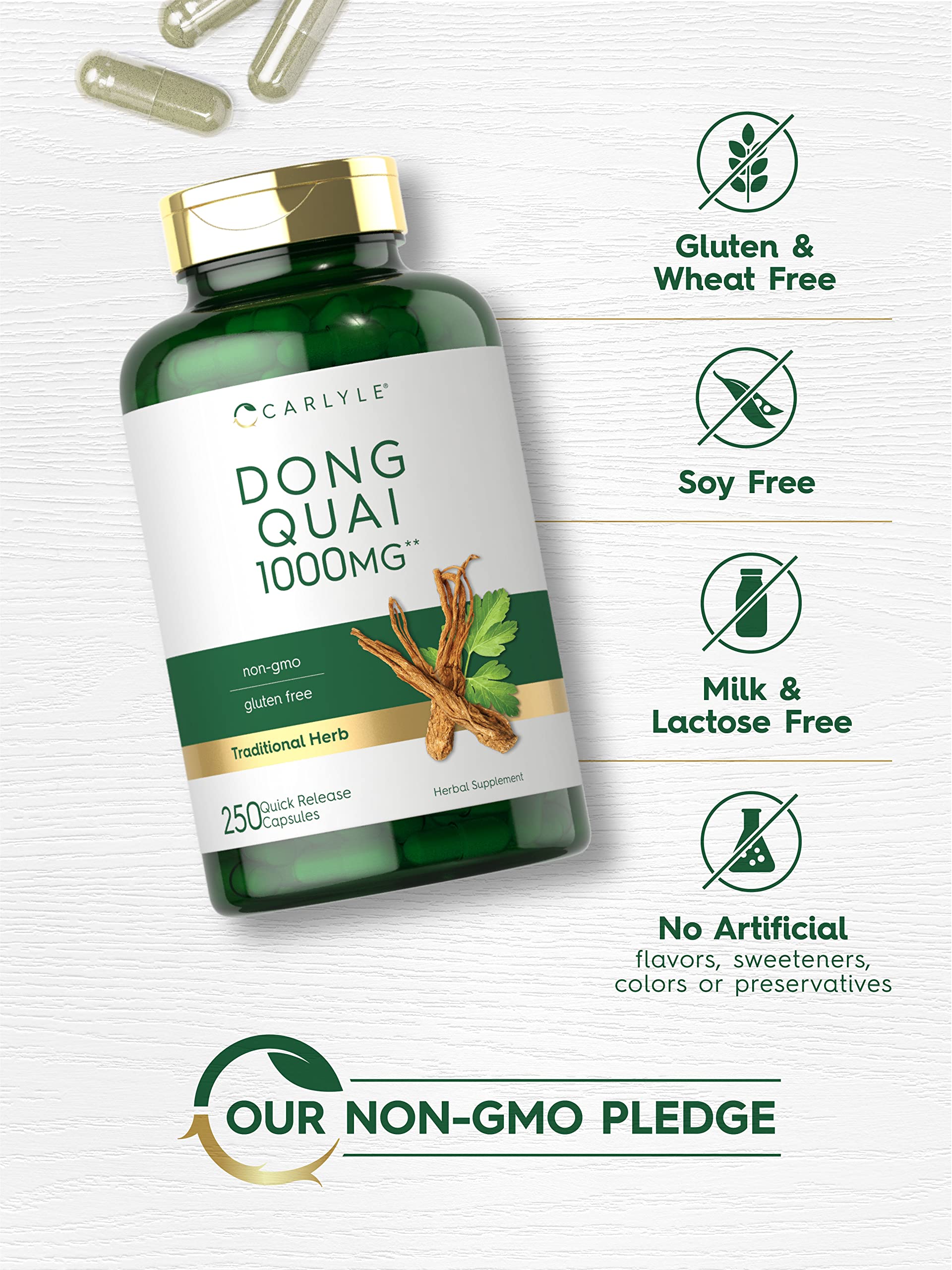 Carlyle Dong Quai Capsules ingredients list on bottle
