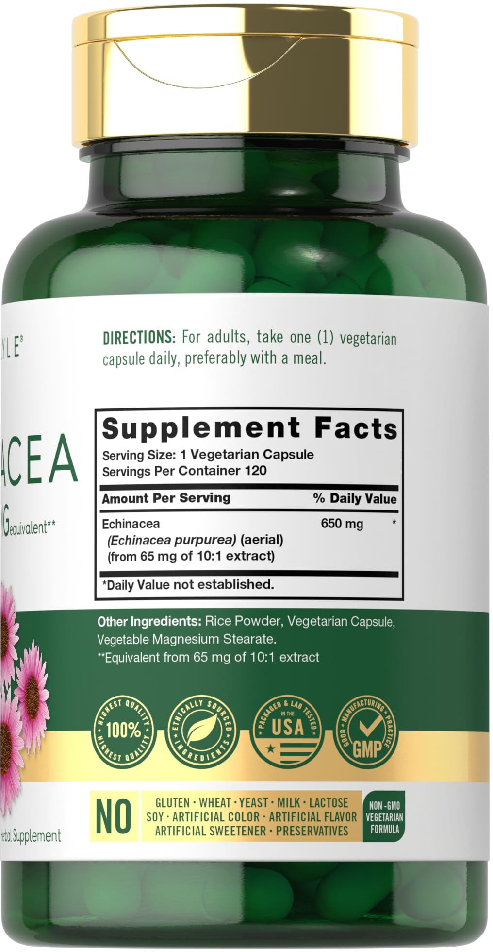 Carlyle Echinacea supplement bottle with label