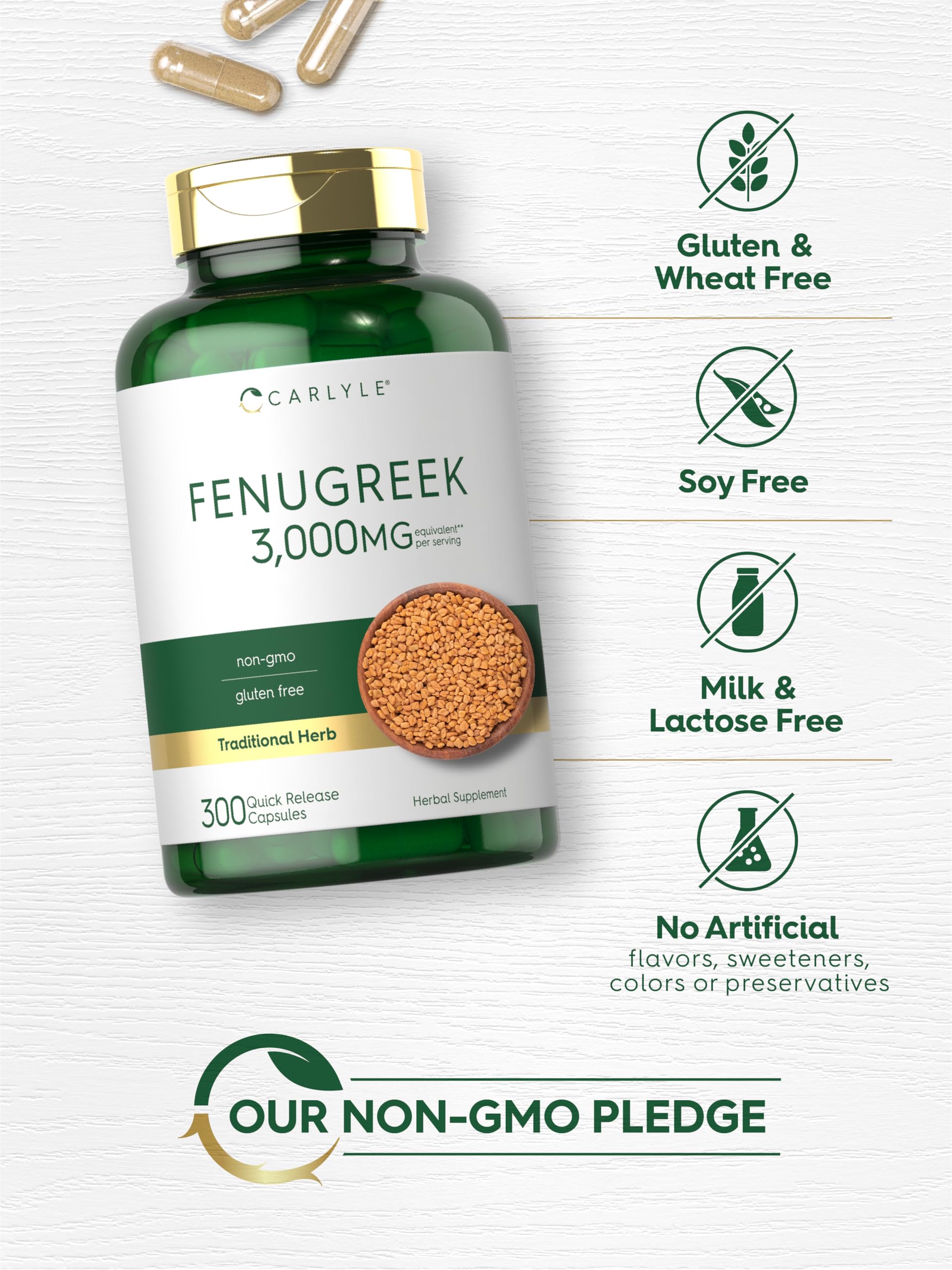 Carlyle Fenugreek Extract Capsules 1000mg back view