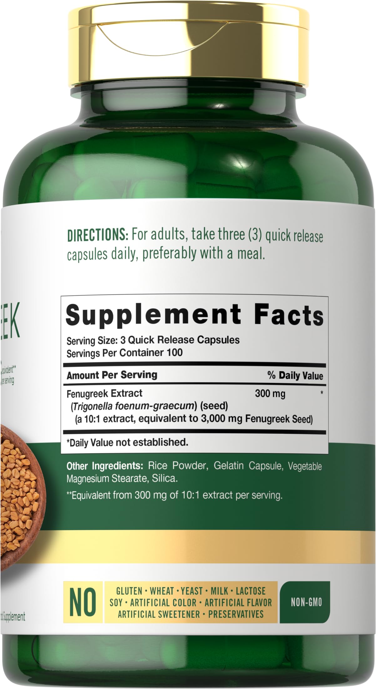 Carlyle Fenugreek Extract Capsules 1000mg side view