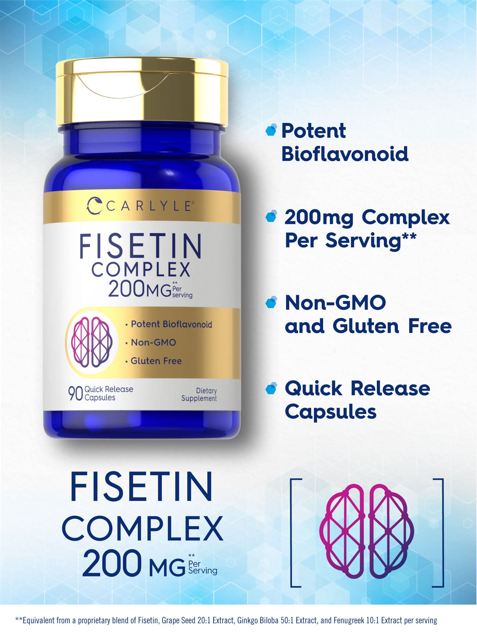Carlyle Fisetin Complex Blended Vitamin Supplement capsules