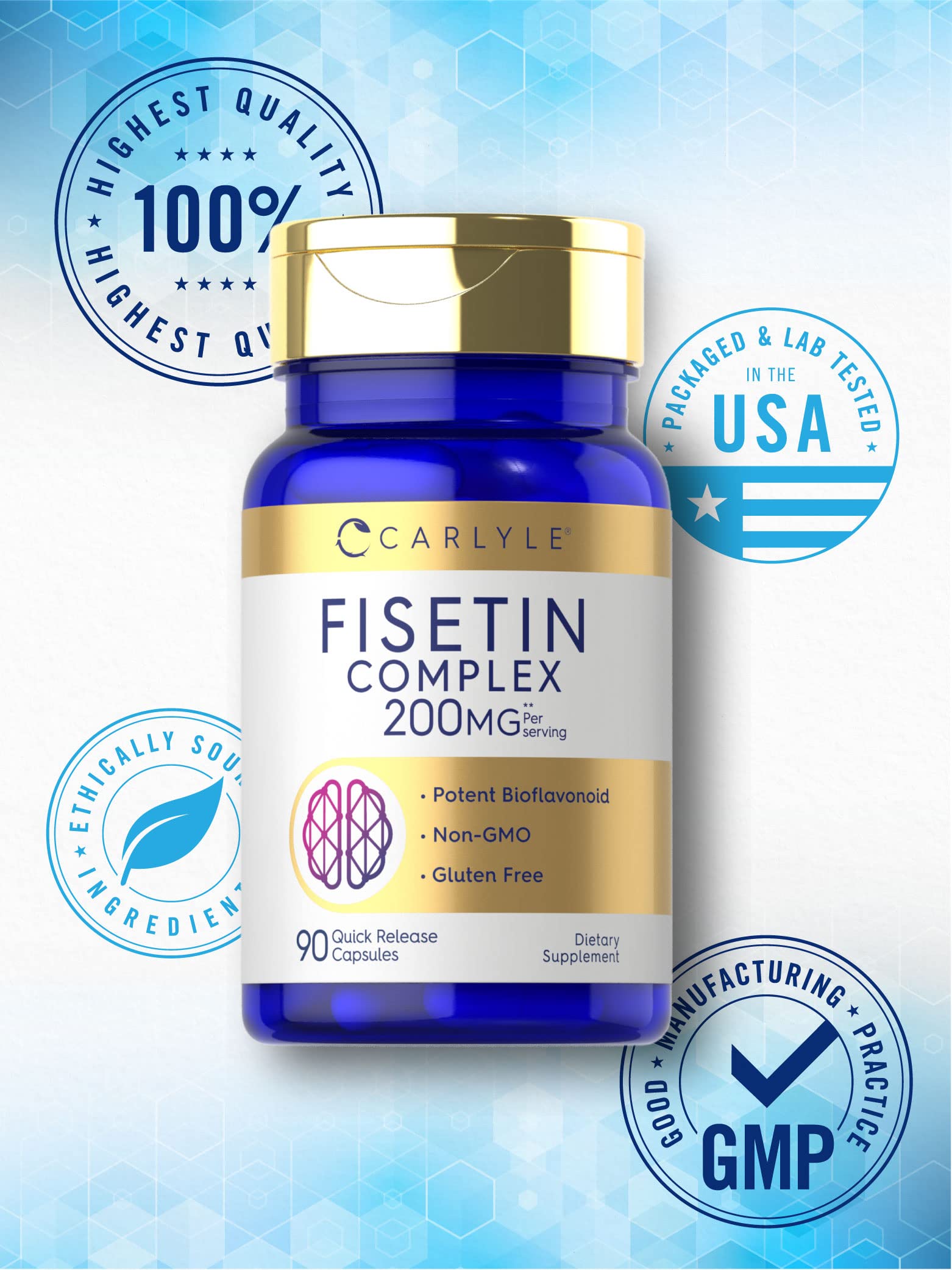 Carlyle Fisetin Complex Blended Vitamin Supplement ingredients list