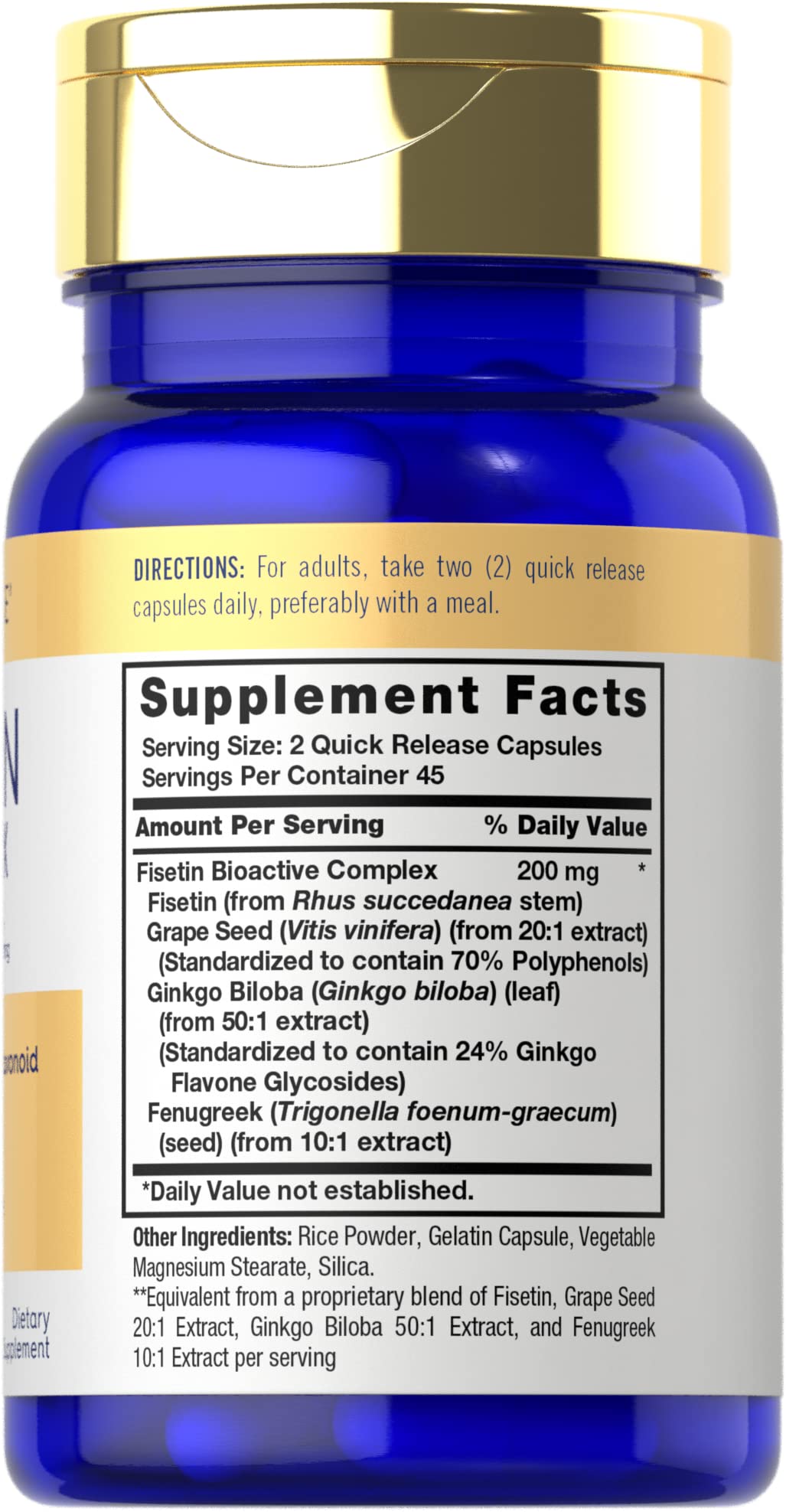 Carlyle Fisetin Complex Blended Vitamin Supplement side view