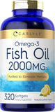 Carlyle Fish Oil 2000mg softgels front view with lemon flavour