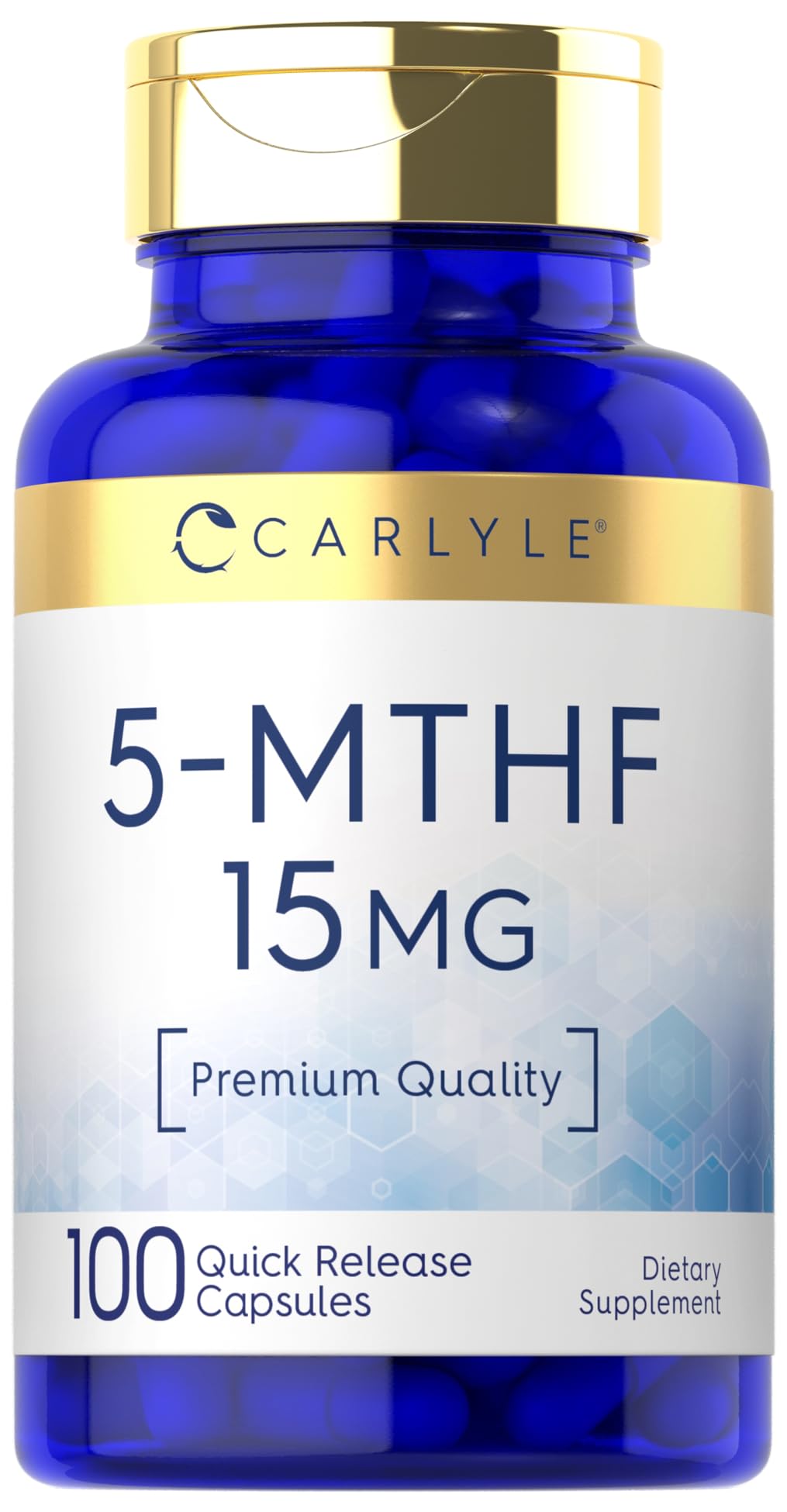 Carlyle Folic Acid 25,000 mcg capsule bottle front view