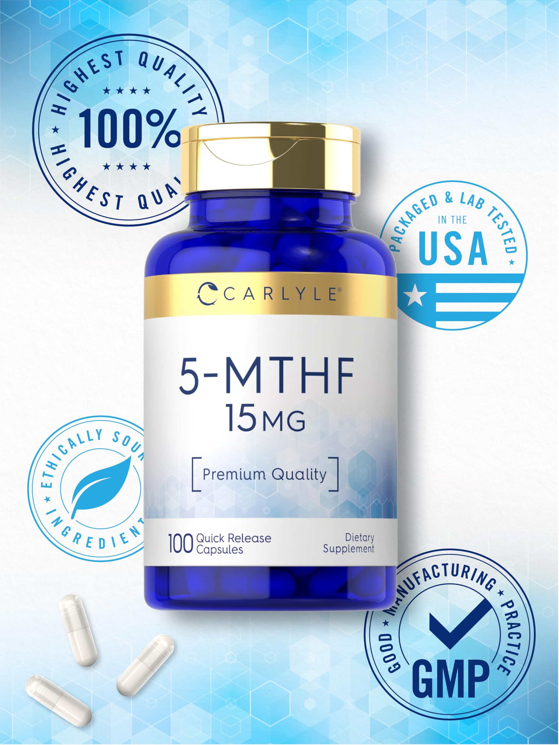Carlyle Folic Acid 25,000 mcg capsules with measuring spoon
