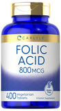 Carlyle Folic Acid 800 mcg Vegetarian Tablets front view