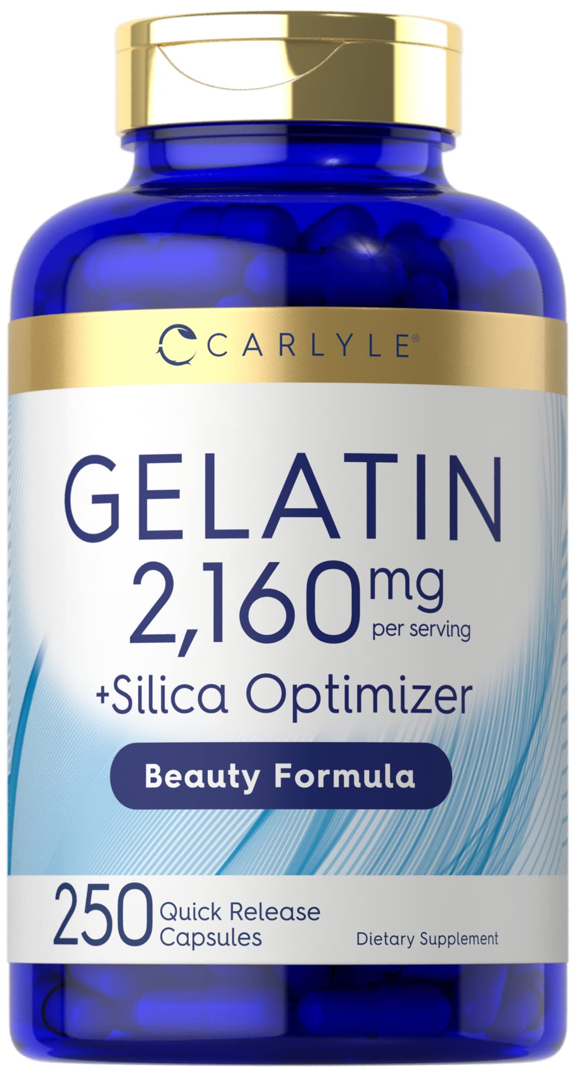 Carlyle Gelatin & Silica Capsules front view with packaging