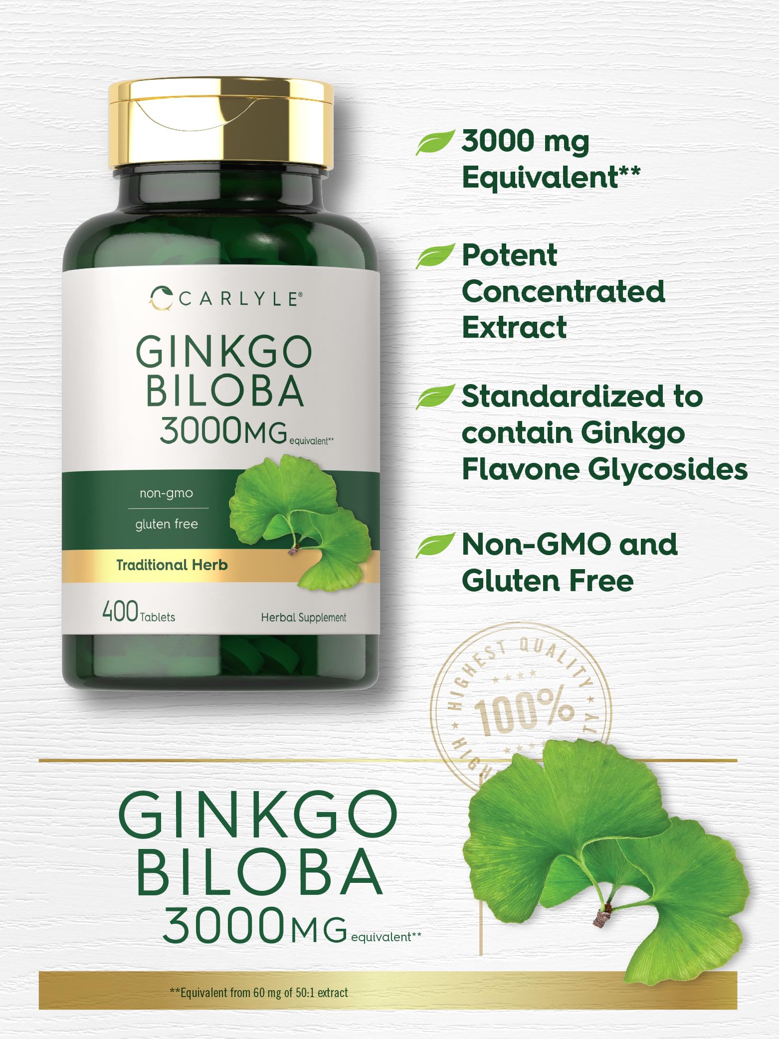 Carlyle Ginkgo Biloba 127g capsules in a clear container