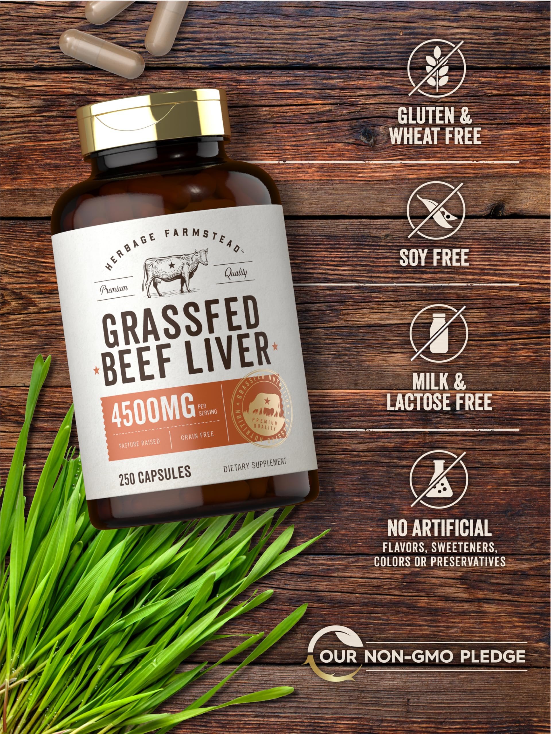 Carlyle Grassfed Beef Liver Capsules 4500mg back label