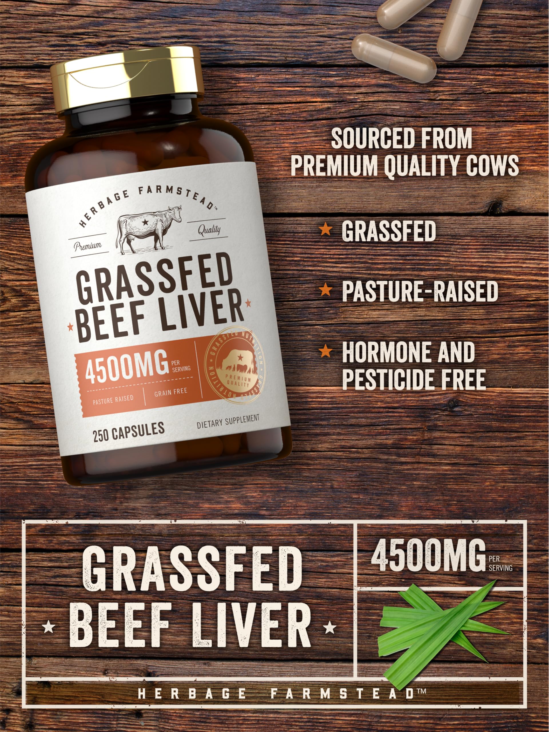 Carlyle Grassfed Beef Liver Capsules 4500mg ingredients list