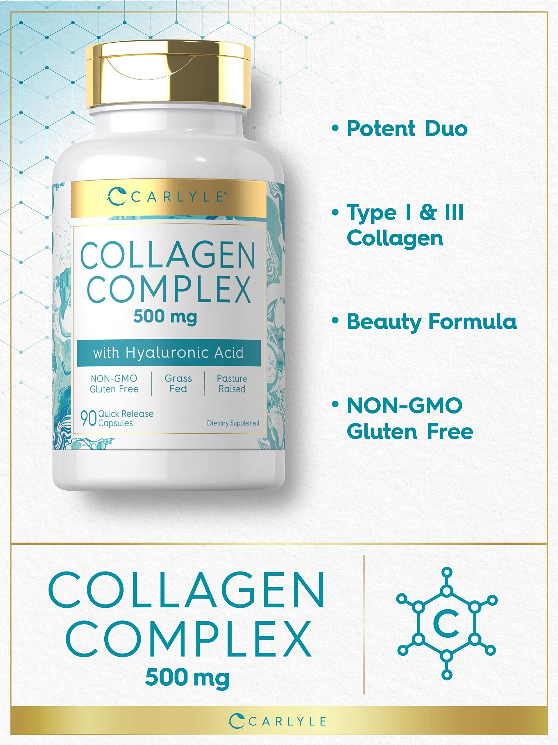 Carlyle Grassfed Collagen Complex bottle side view