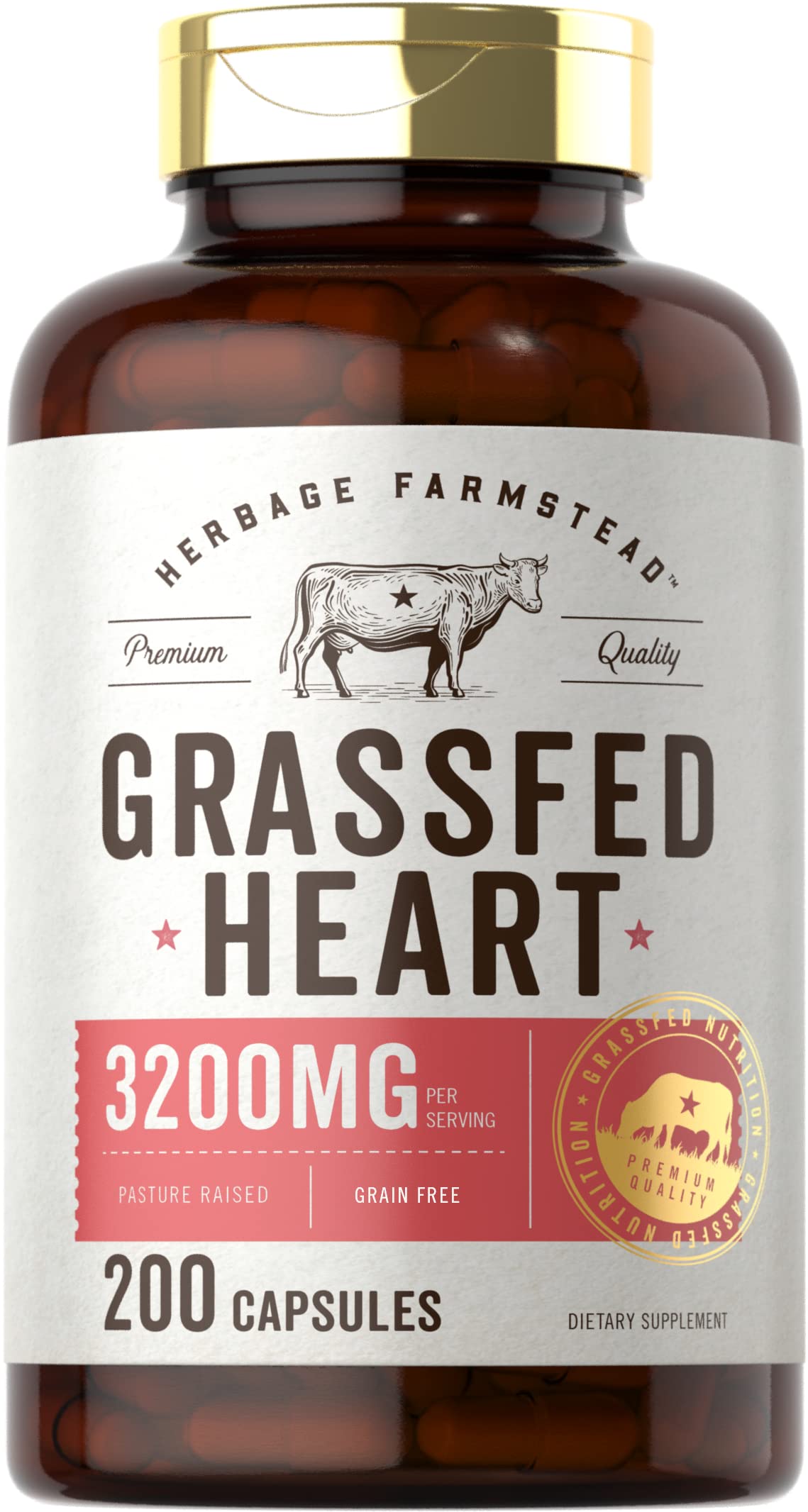 Carlyle Grassfed Heart Supplement 3200mg front view of the bottle