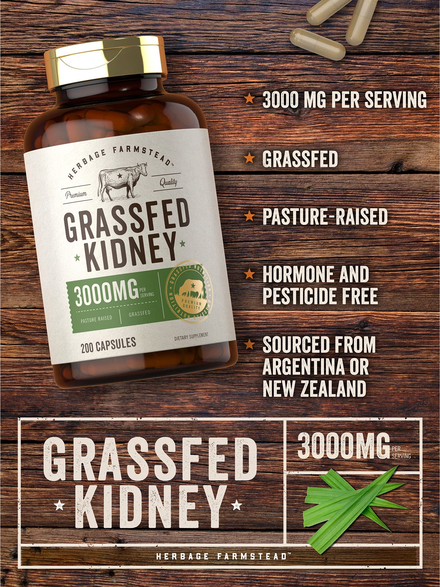 Carlyle Grassfed Kidney Capsules 3000mg packaging