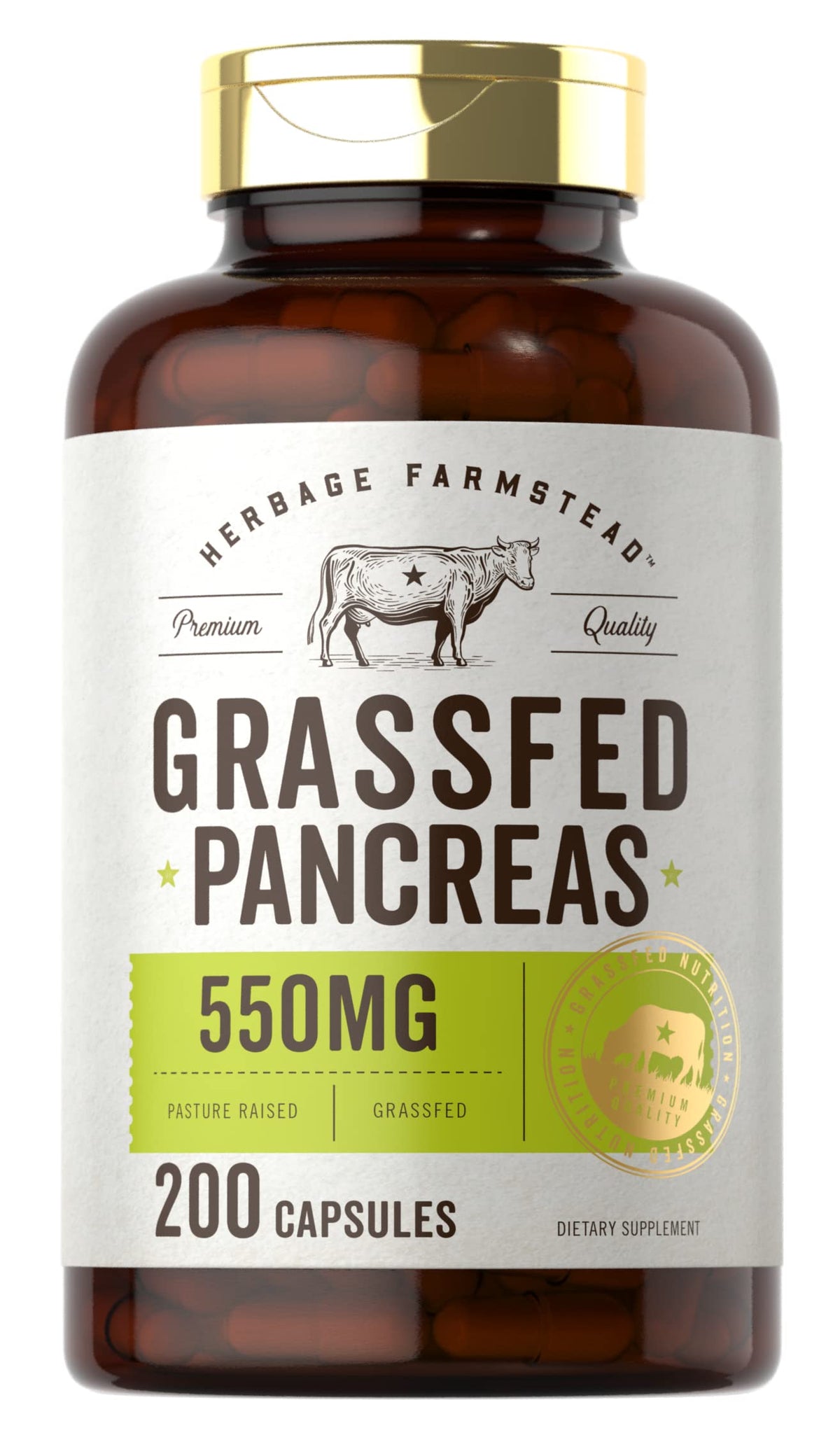 Carlyle Grassfed Pancreas Capsules 550mg front view