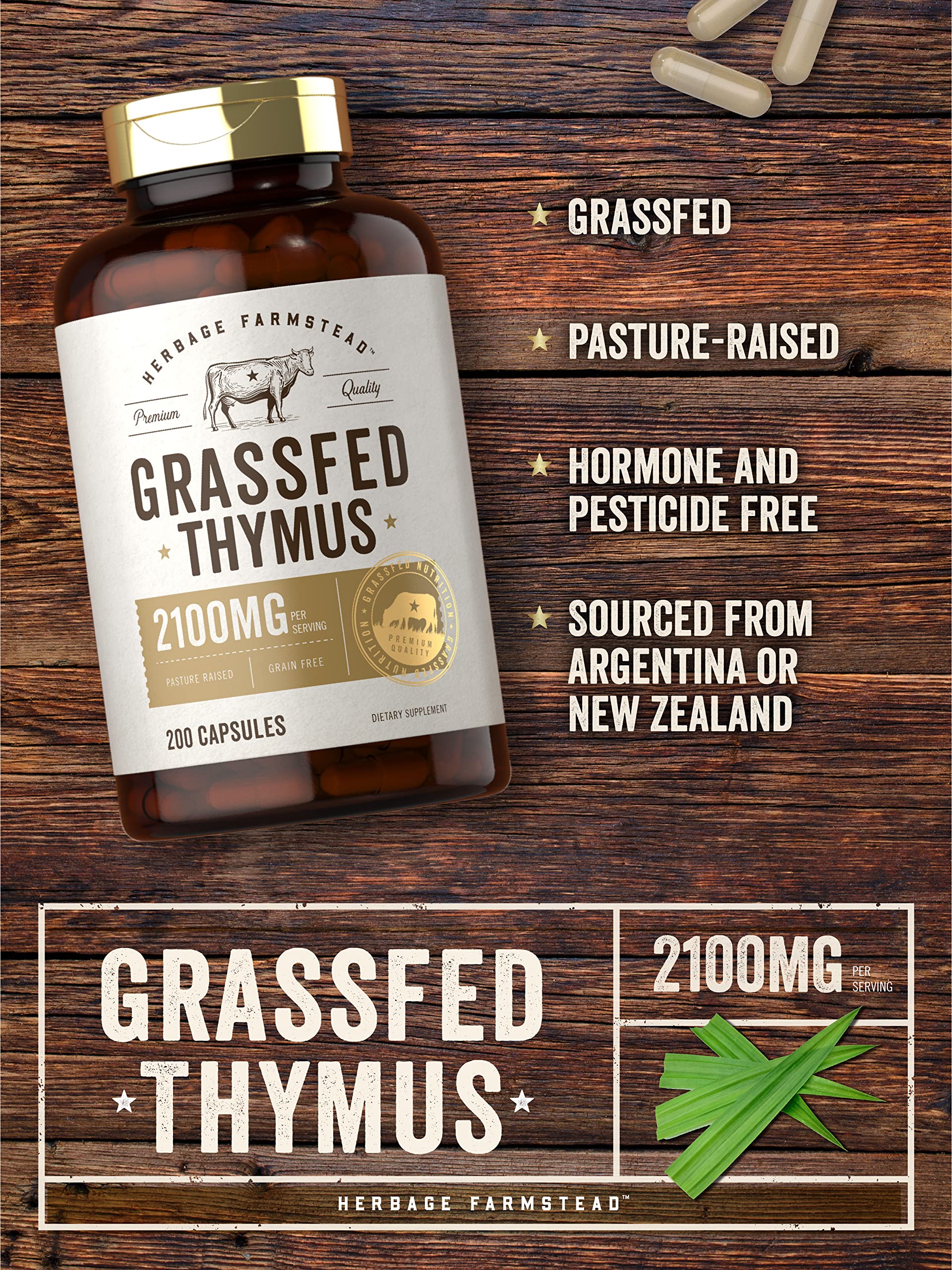 Carlyle Grassfed Thymus & Liver Capsules 2100mg bottle with label