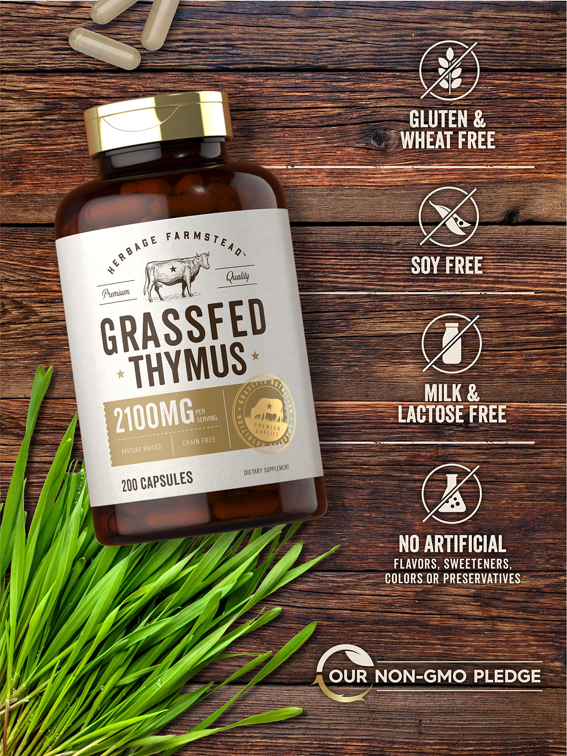 Carlyle Grassfed Thymus & Liver Capsules 2100mg capsules close-up