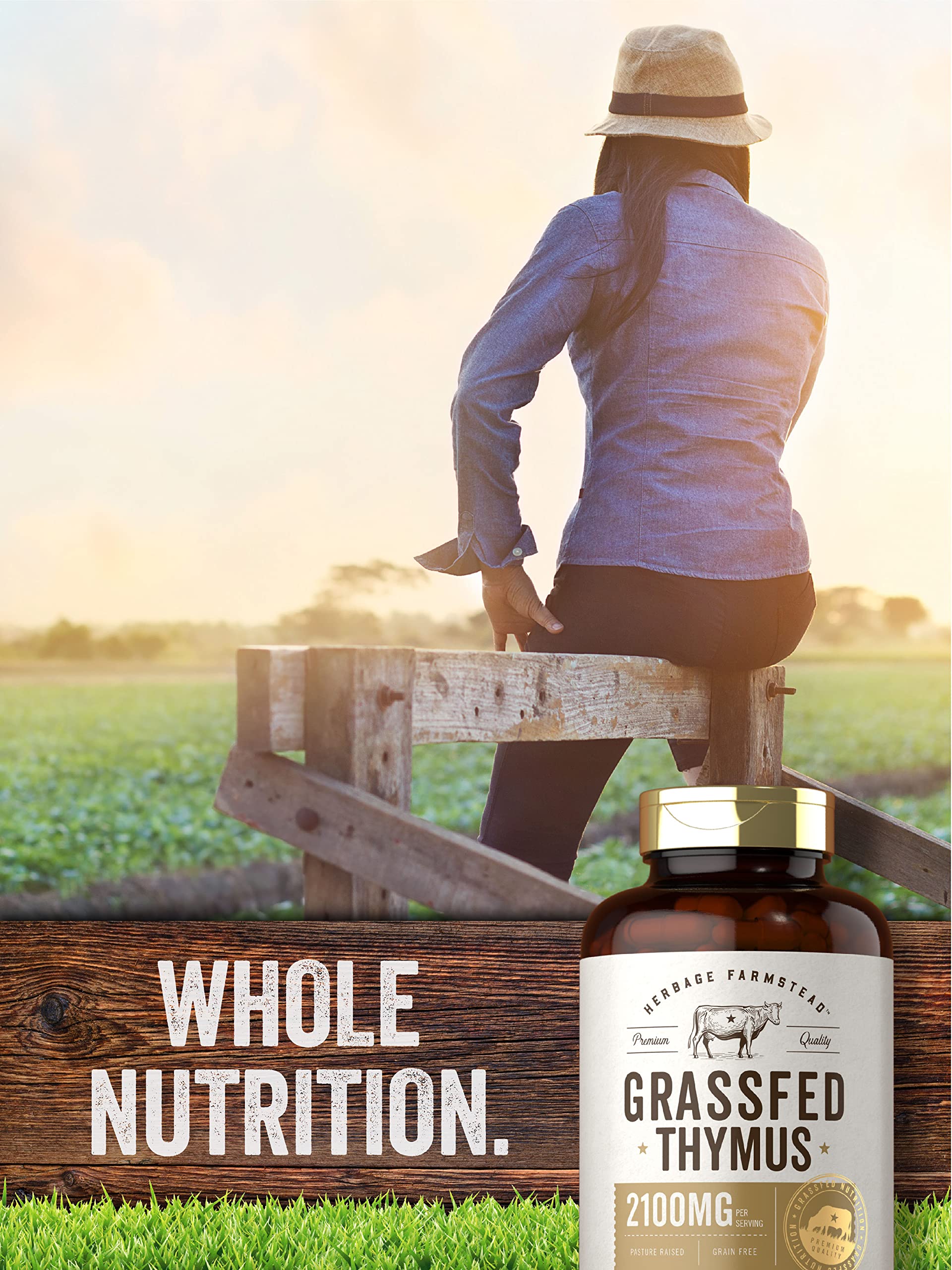 Carlyle Grassfed Thymus & Liver Capsules 2100mg on a wooden table