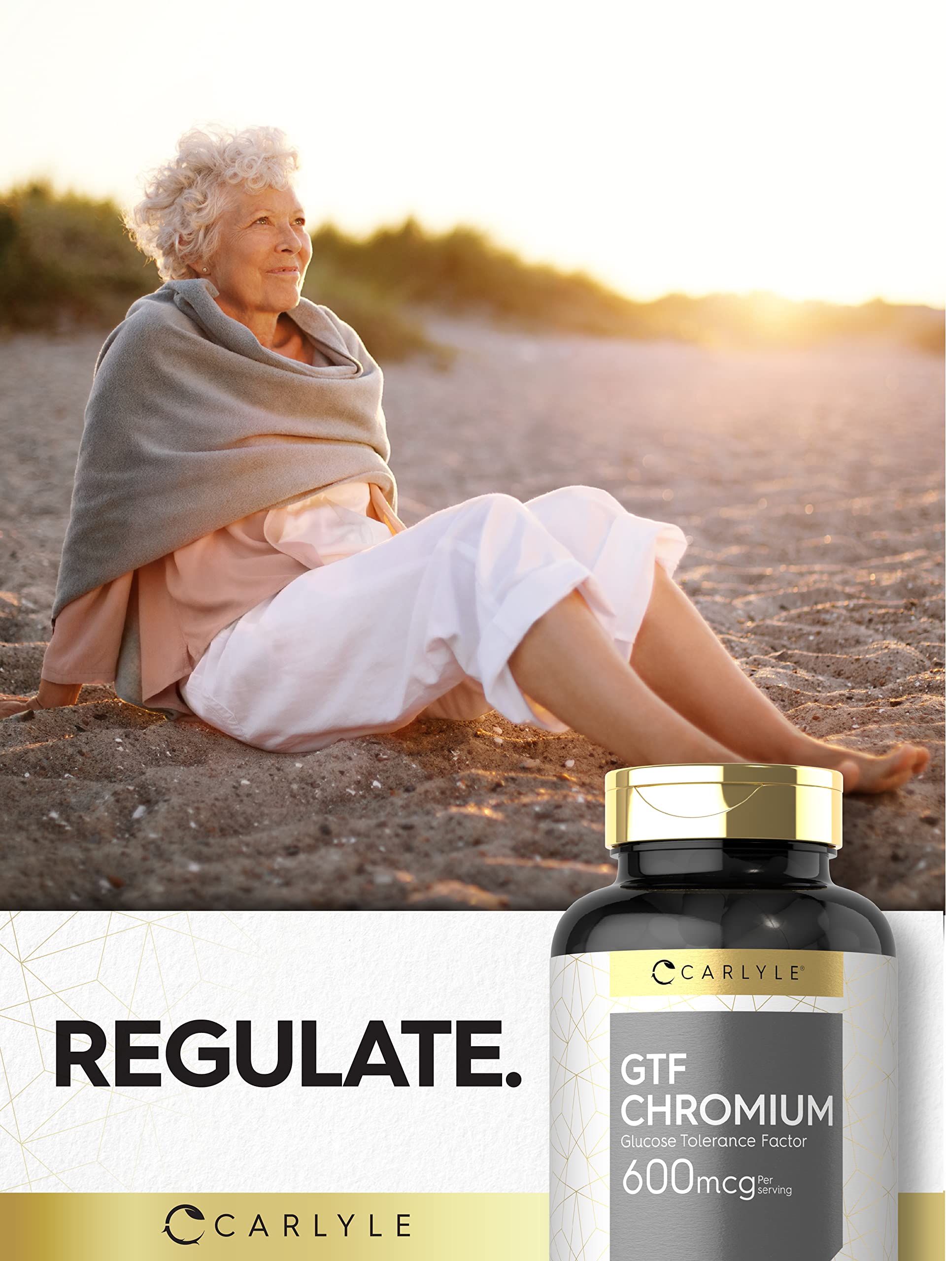 Carlyle GTF Chromium 600 mcg capsules in a lifestyle setting