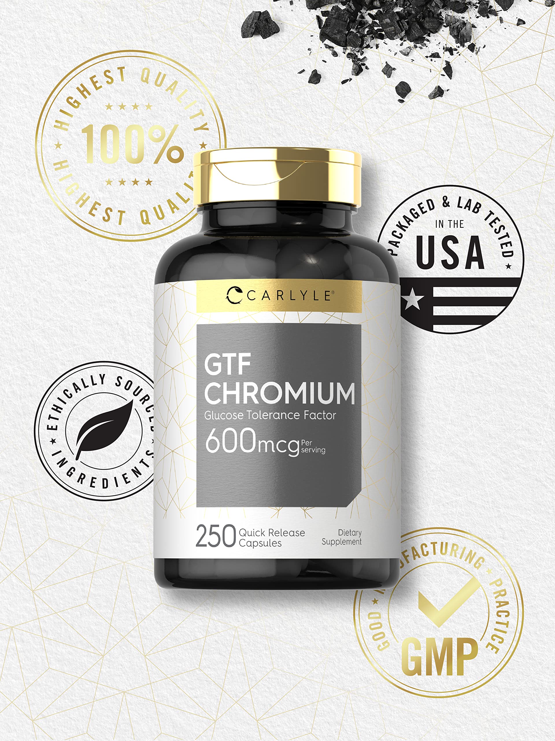 Carlyle GTF Chromium 600 mcg capsules with measuring spoon
