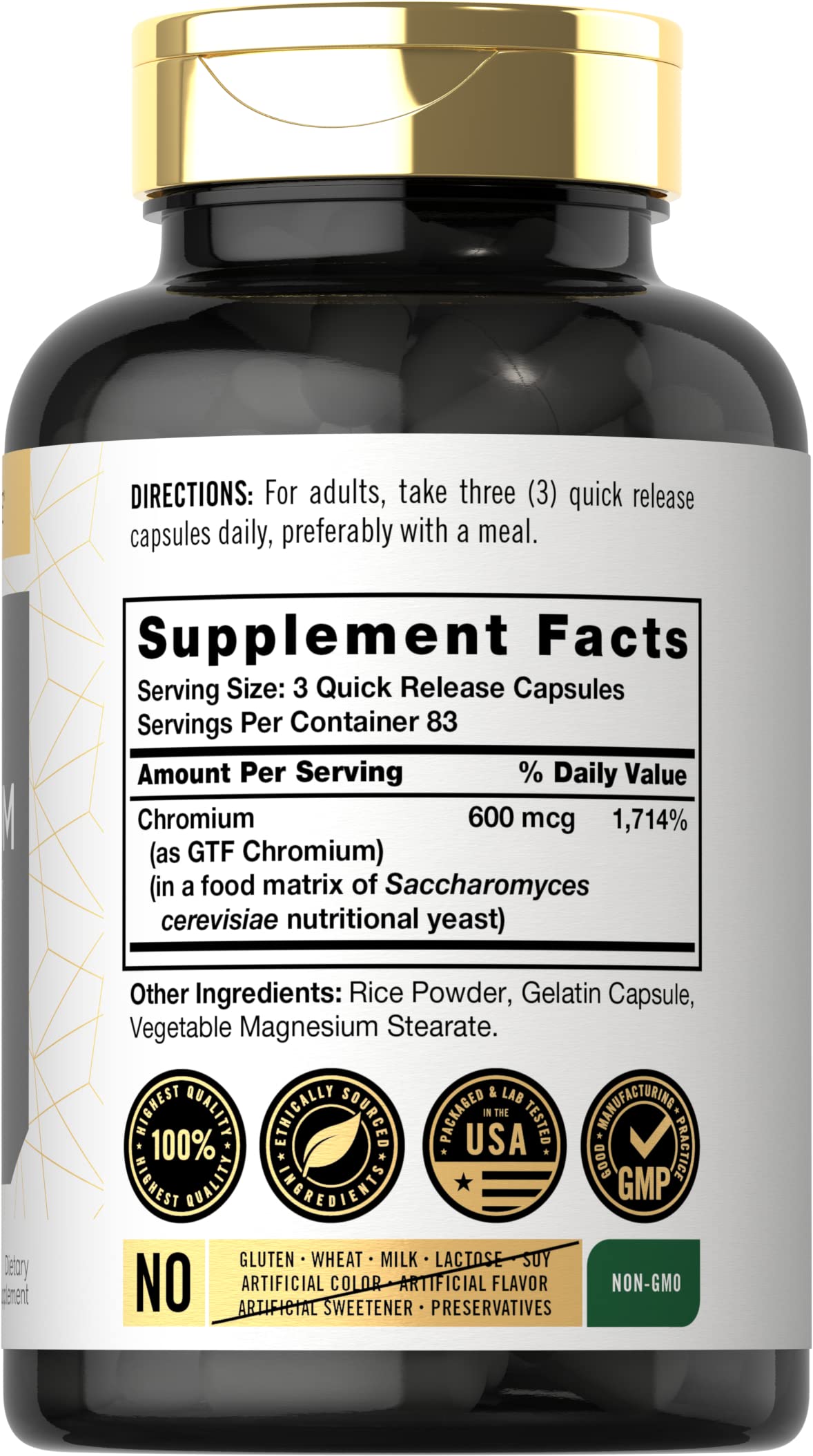 Carlyle GTF Chromium 600 mcg quick-release capsules side view