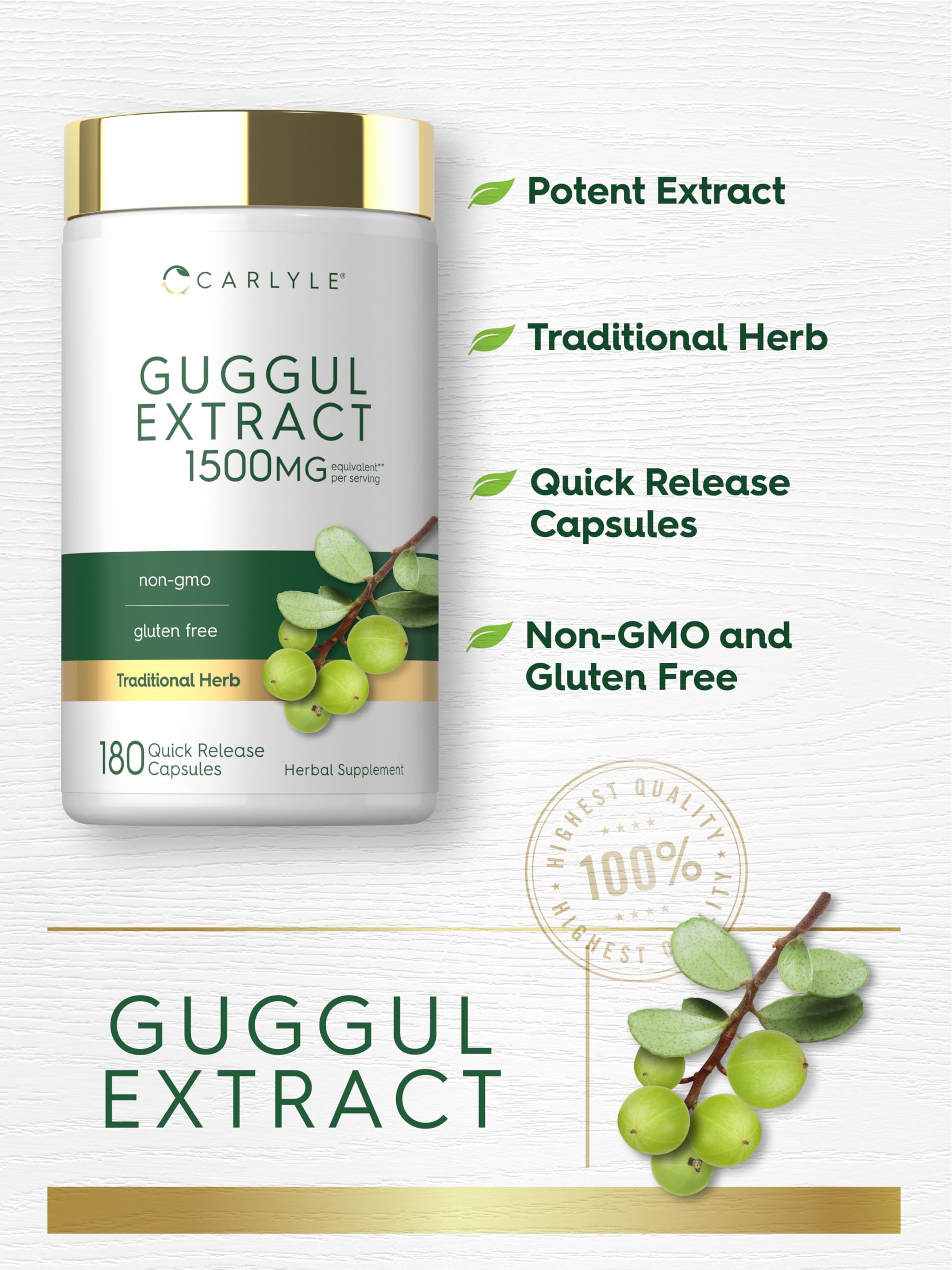 Carlyle Guggul Extract Capsules back of the bottle