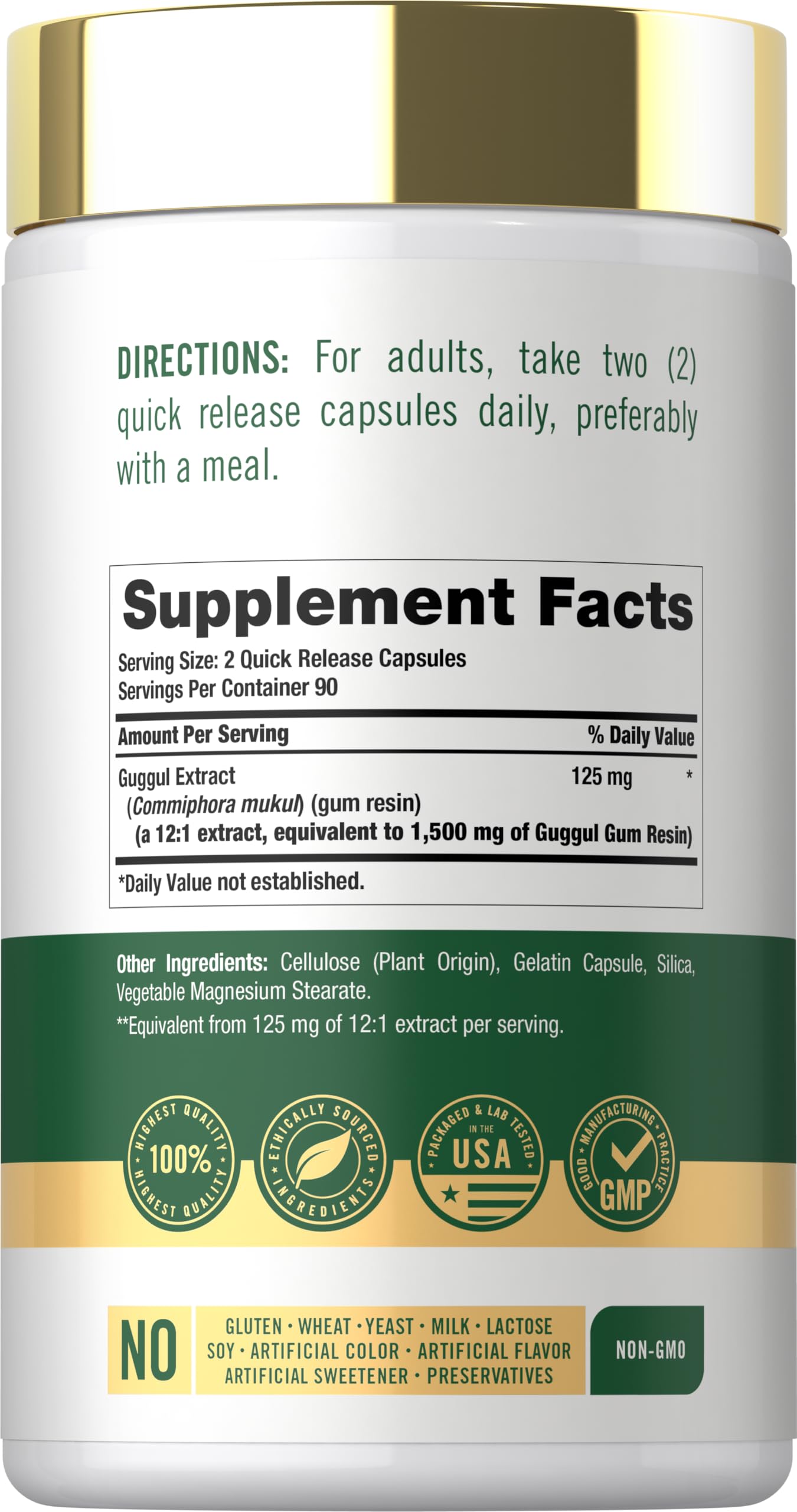 Carlyle Guggul Extract Capsules bottle side view
